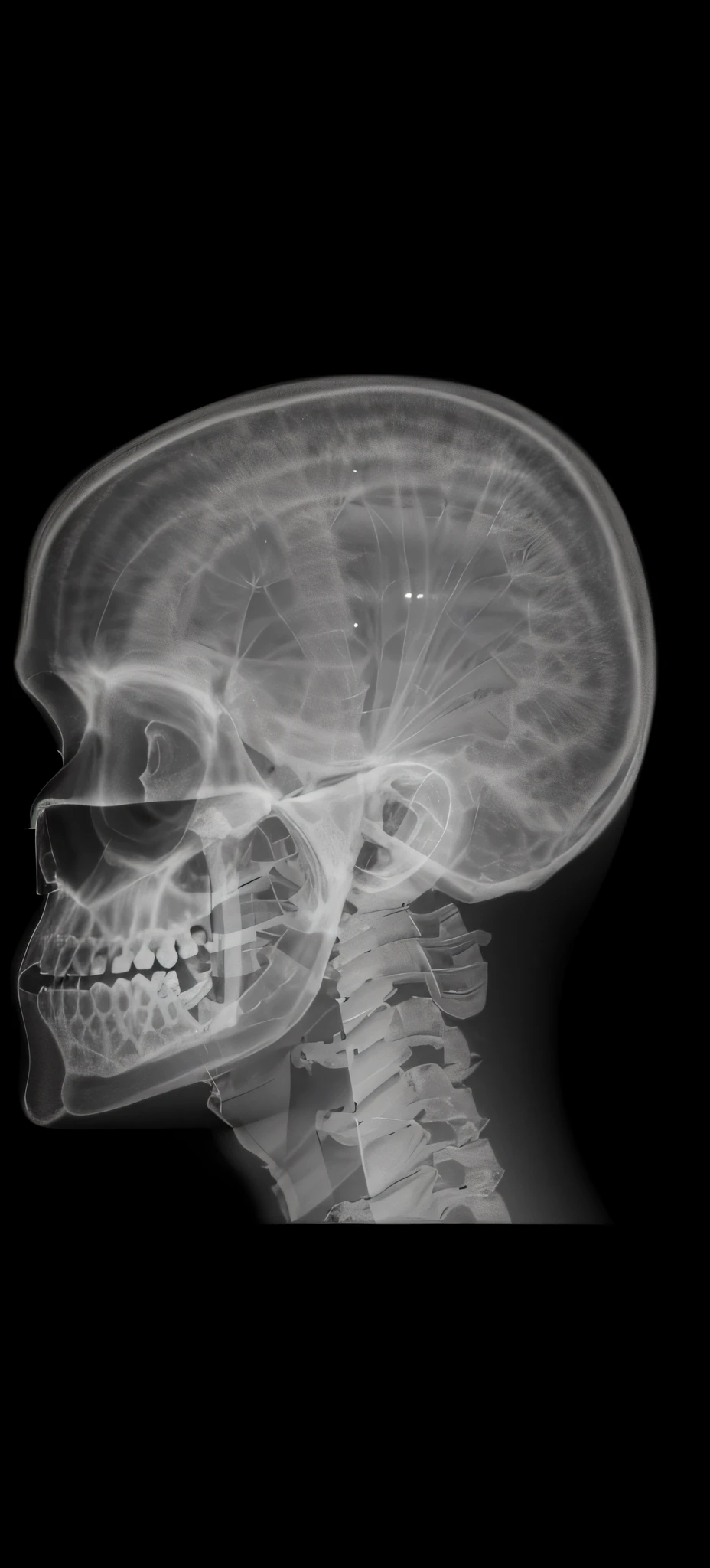 Close-up of a person's head,X-ray photography , Light phase reality, Portrait!!!!, medical imaging, Real life photography, Medical photography, X-ray art, head fully visible, Morbid photography, X-ray, xray