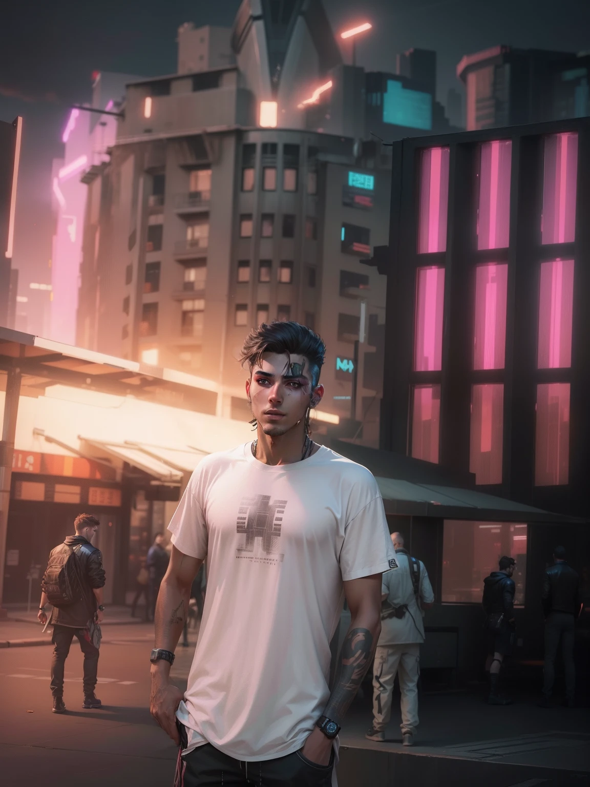 Change background cyberpunk handsome boy,realistic face, 8k,ultra realistic,