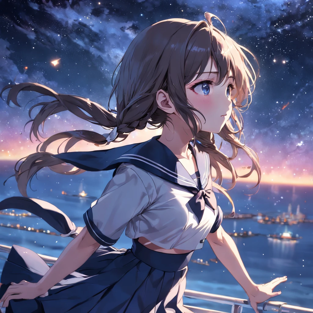 Schoolgirl sailor costume starry sky