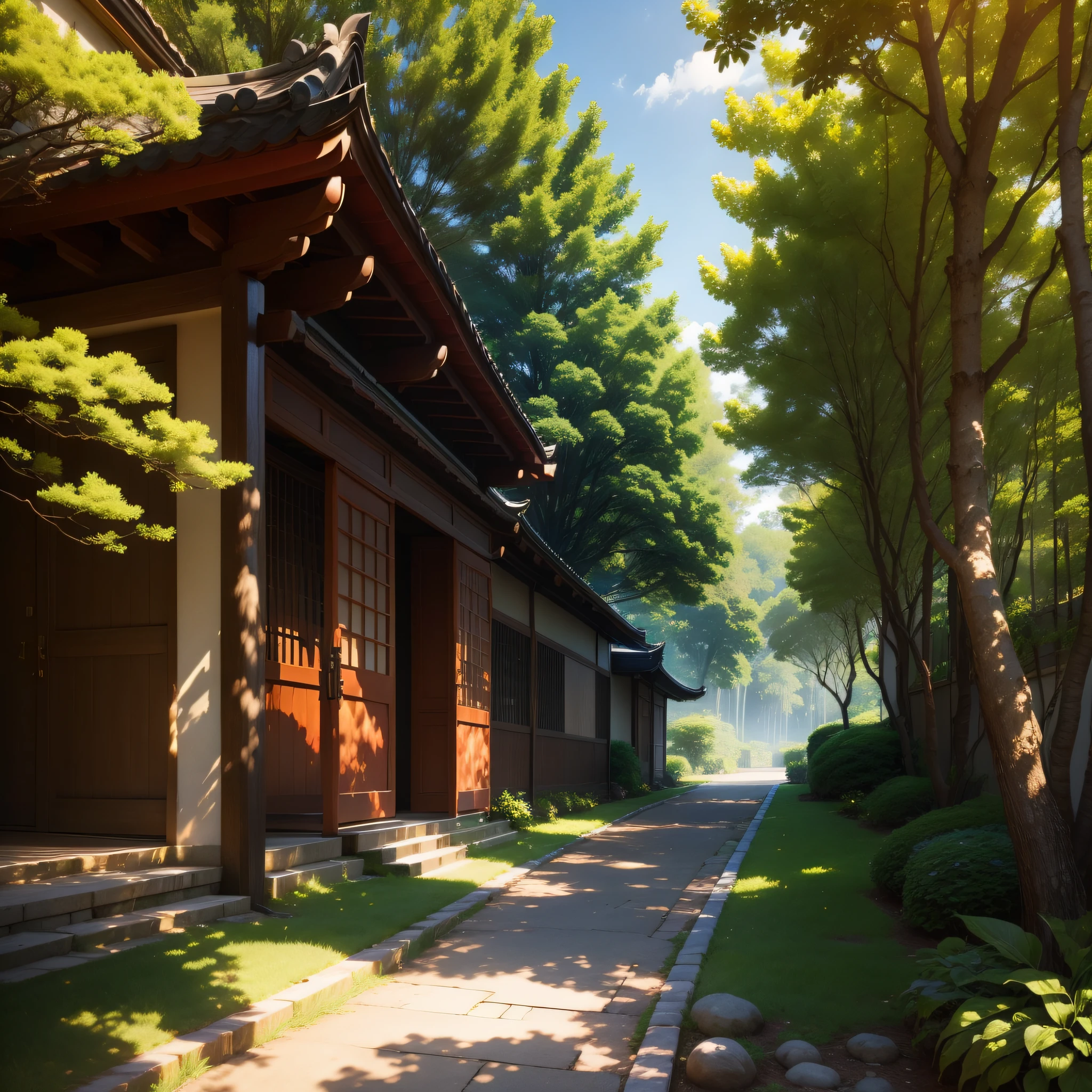 夏天,The trees grow verdant;The sun shines hotly on the earth