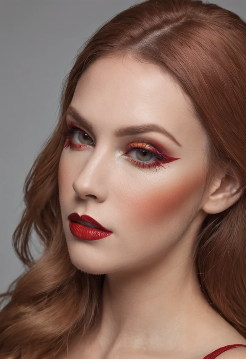 Bold and bright makeup looks, with vibrant eyeshadow, bold lips, and creative designs; Female portraiture; rule of thirds; --ar 4:5 --chaos 27 --q 2 --s 750 --v 5