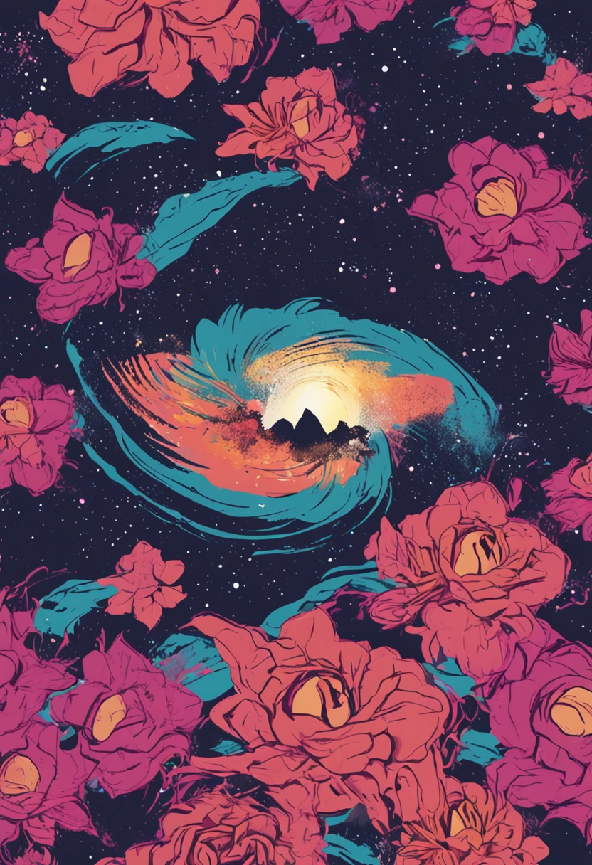 uma mascara com fundo de uma nebulosa com borda de flor com assinatura de patriota_coxinha