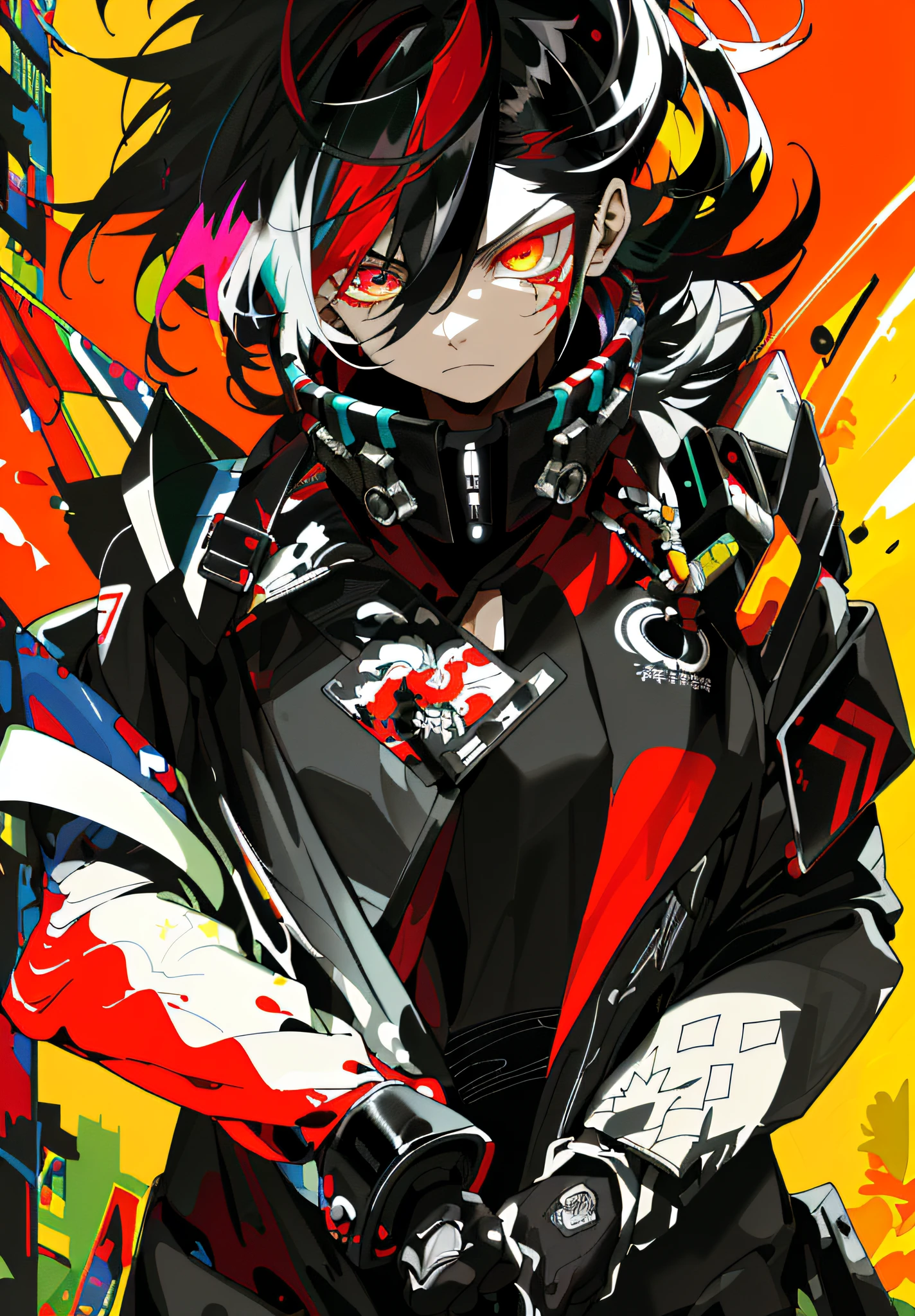 a tattooed male anime character with sunglasses wearing a jacket, Giyu Tomioka of Demon Slayer.