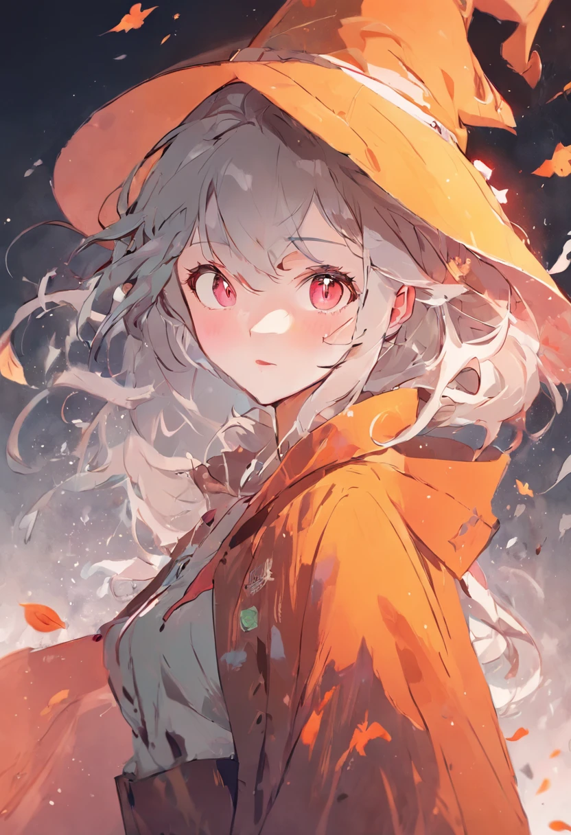 A charming girl as a Halloween witch's autumn icon pack, random facial expression, Random coloring, Cartoon style, 2D, planar vector, Character design, T-shirt design, Colorful splashes, vectorial art, Fantasy art, Watercolor effect,Digital painting, white bg, 8K