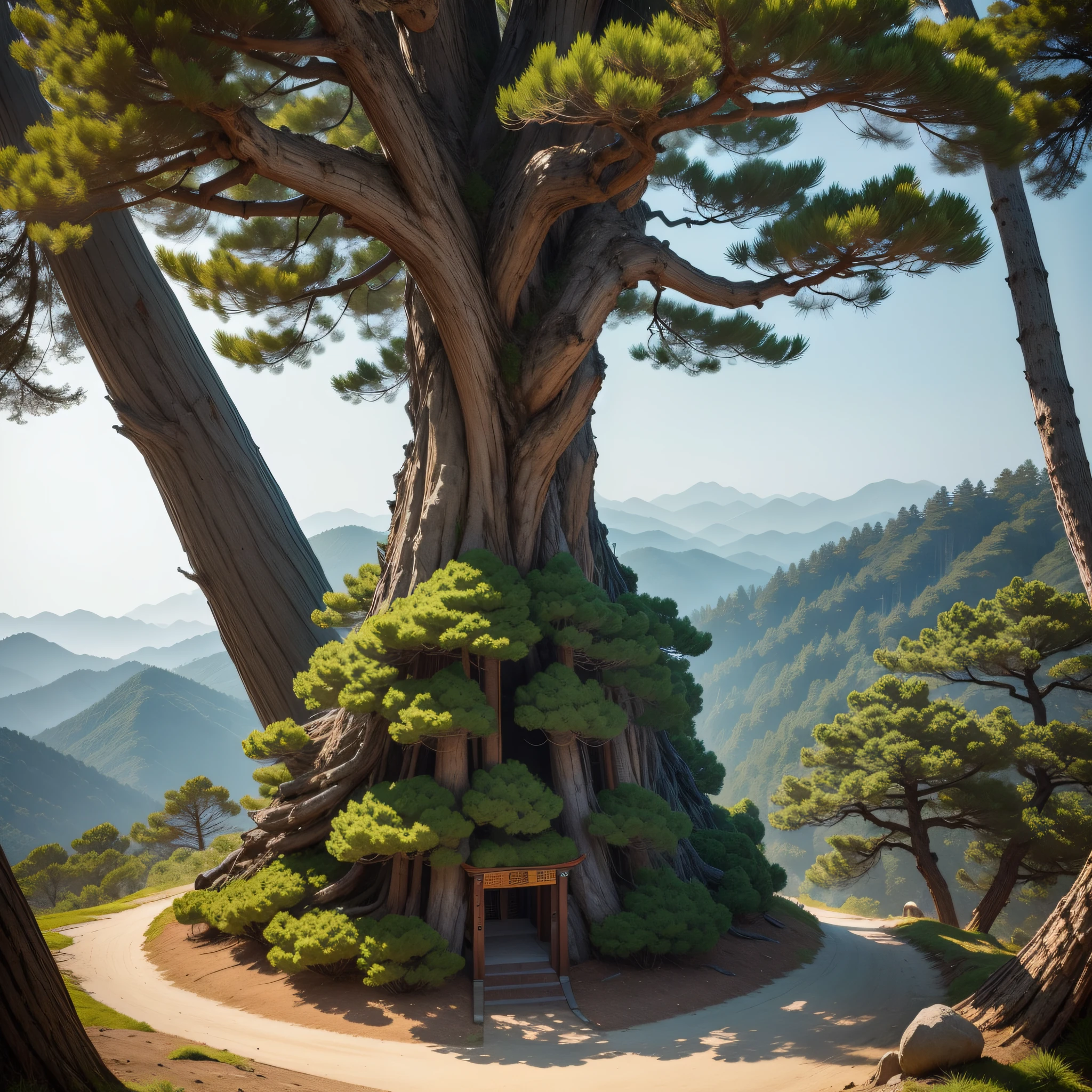 I saw a lot of strange pine trees on the Yellow Mountain。There is a unity pine，The branches of the Unity Pine always love to coil together，It's like brothers and sisters hugging together。There is also the sea pine，Its branches and leaves always grow to the other side of the sea of clouds。There are also the most famous chi pines - the welcome pine and the drop off pine，They are like the owners of Huangshan，Extend a warm hand，Greeting guests to Huangshan