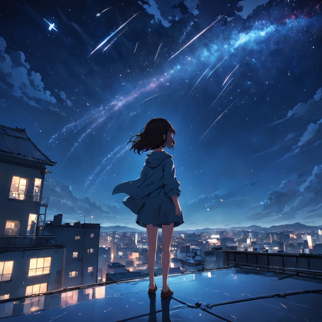 Draw a young female programmer, standing on a research platform floating in the middle of an asteroid belt, turn her back on viewers , from behind,surrounded by several asteroids glowing with fiery auras BREAK Dramatic lighting from distant stars and planets illuminates the scene, casting deep shadows on the suit, looking at the vast and mysterious universe with wonder and respect,BREAK,Detailed,Realistic,4k highly detailed digital art,octane render, bioluminescent, BREAK 8K resolution concept art, realism,by Mappa studios,masterpiece,best quality,official art,illustration,ligne claire,(cool_color),perfect composition,absurdres, fantasy,focused,rule of thirds.Naked Girl、Full nudity