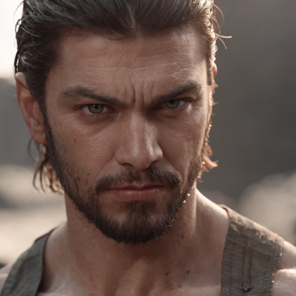 (Professional 3D rendering:1.3) de (Realistic:1.3) Foto de arte mais bonita do mundo,Features soft, bright male heroes, ((Epic hero fantasy rough muscular man wet hero angry look long hair short beard and fierce expression in dynamic pose, fantastic location, majestoso ambiente desordenado)), corpo inteiro 8k unidade render, action shot, poros da pele, very dark lighting, sombreamento pesado, circunstanciado, Rosto detalhado, (vibrante, fotogrdeia realista, Realistic, Dramatic, Escuro, foco nítido, 8k), (Old leather clothes damaged by bad weather:1.4), ((((Use peles)))), (intrincado:1.4), decadente, (altamente detalhado:1.4), pintura digital, rendering by octane, art stations, Conceito-Arte, liso, foco nítido, illustration, germe da arte, (Loish:0.23), Wlop Ilya Kuvshinov, e Greg Rutkowski e Alphonse Mucha Gracias, (global ilumination, studiolight, Light Volumetric), chuva forte, floating particles, patife, fantasia, Onze, corpo inteiroesbian, ((Fundo escuro e antigo da cidade:1.3)),CGSesociedade,art stations