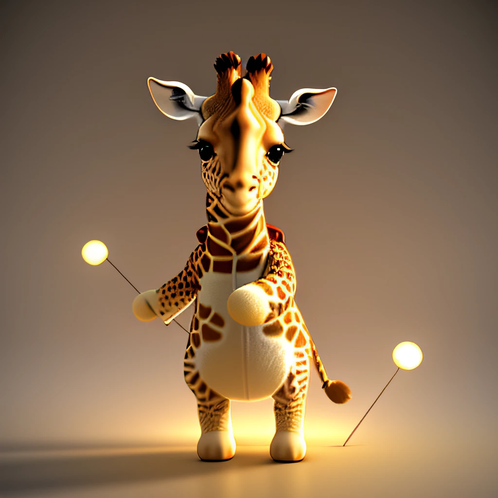 Cute giraffe、Cute little character in light 3D with front