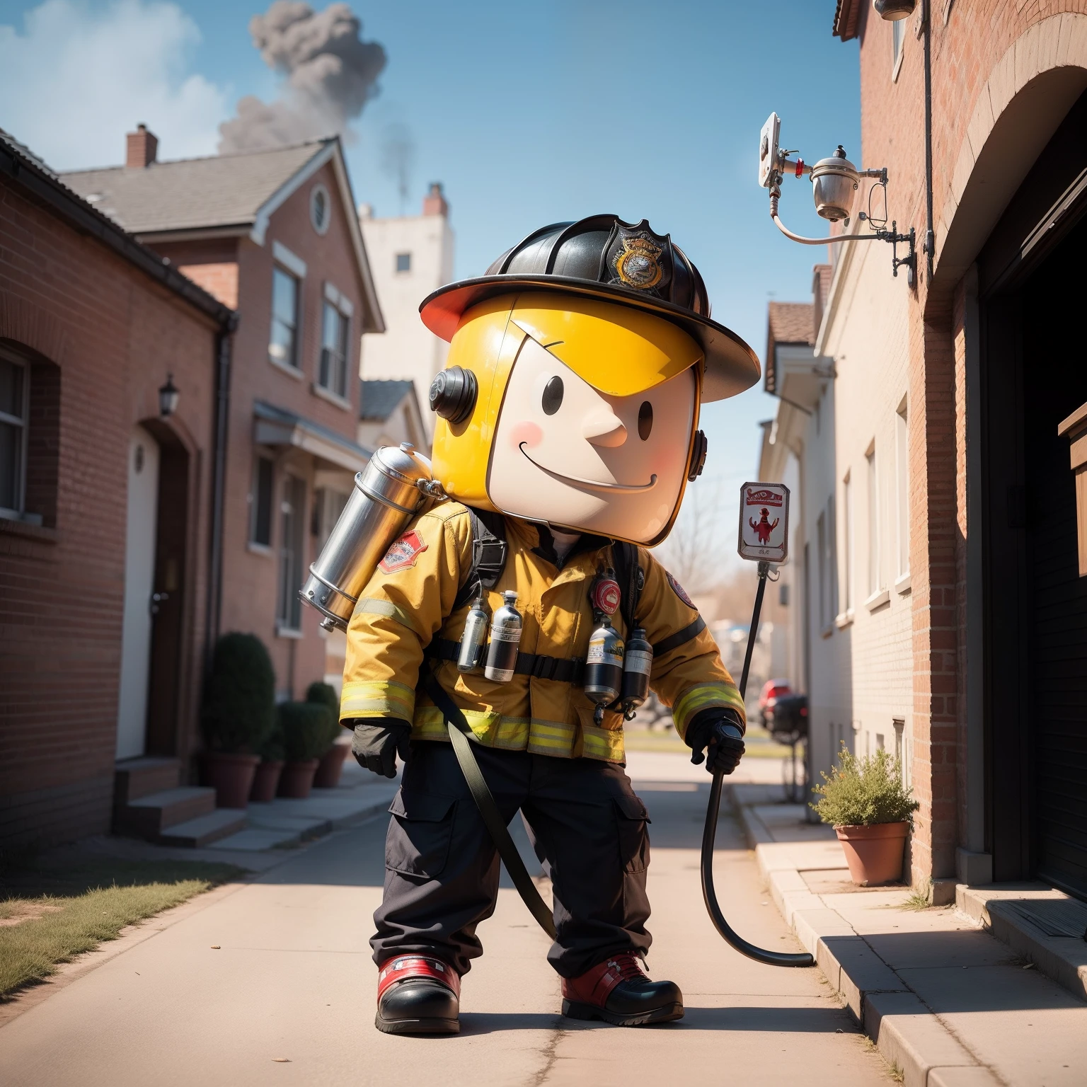 Stick figure firefighter