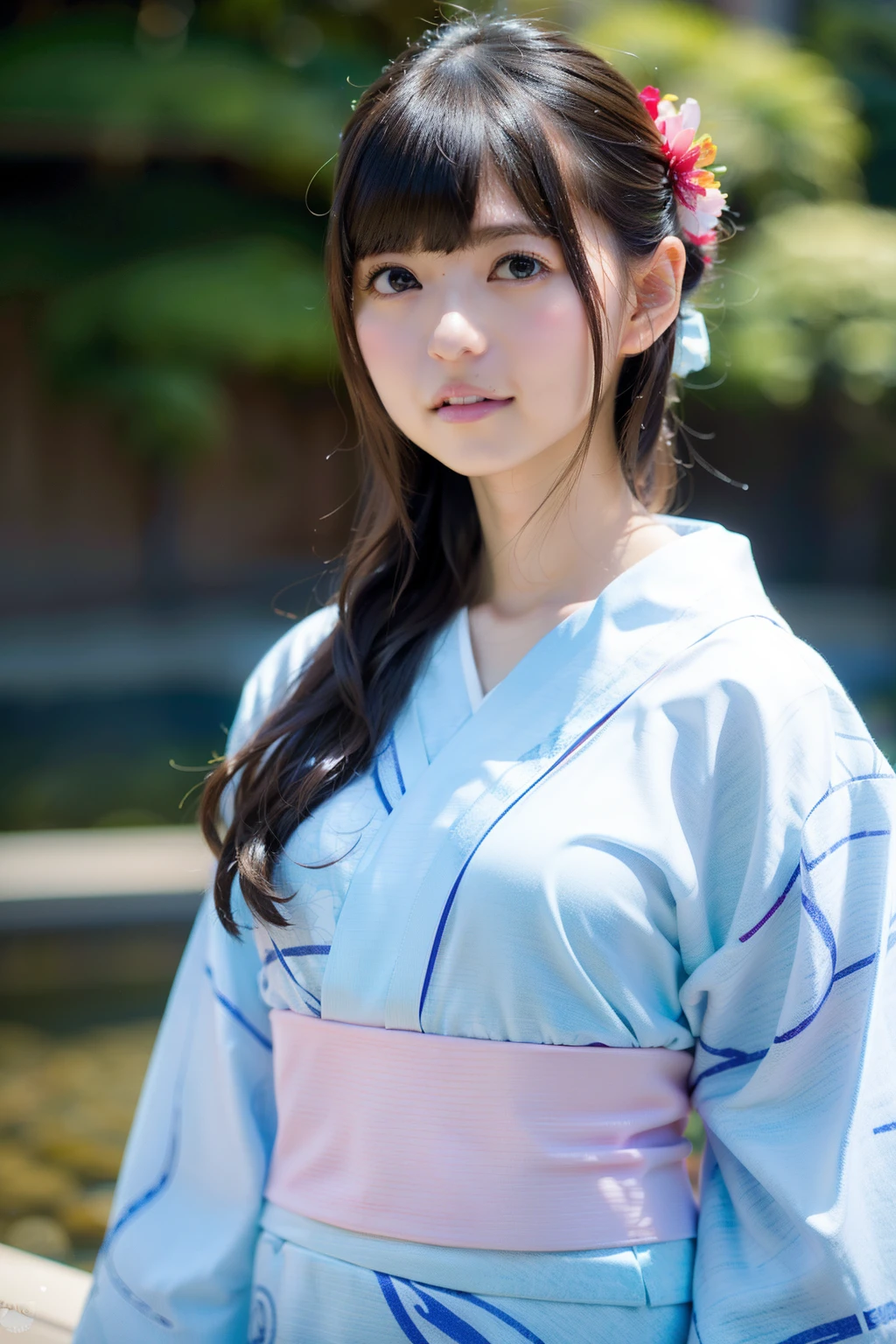 Close up photo of a girl、Brown hair、、Hot spring in the background、Natural hot springs
Highest Quality、realisitic、Photorealsitic、(intricate detailes:1.2)、(delicate detail)、(ciinematic light、best quality backlight)、Clear Line、foco nítido、Lifelike face、Detailed face
Unity 8K Wallpapers、超A high resolution、(Photorealsitic:1.4)、looking at the viewers、full body Esbian、matsuri、In the street、(Light blue Japan floral pattern yukata)