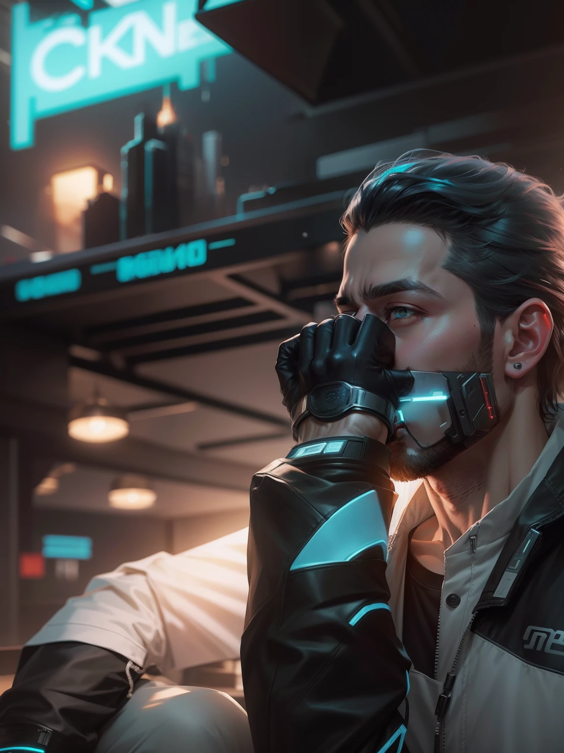 Change background cyberpunk handsome boy,realistic face, 8k, ultra realistic