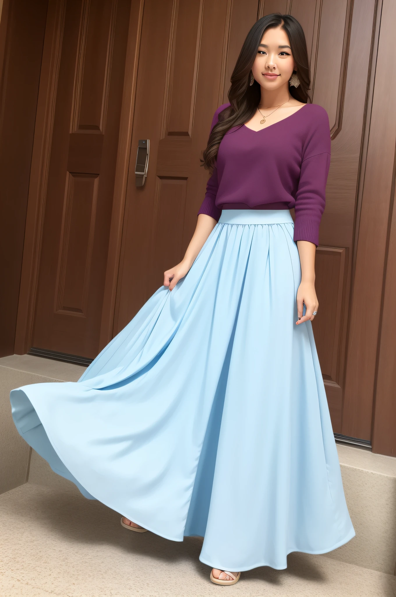 (((A cute girl))),(((pink short hair))),(((long skirt))),(((masturbation))),Stand on the floor,Blushing and shy