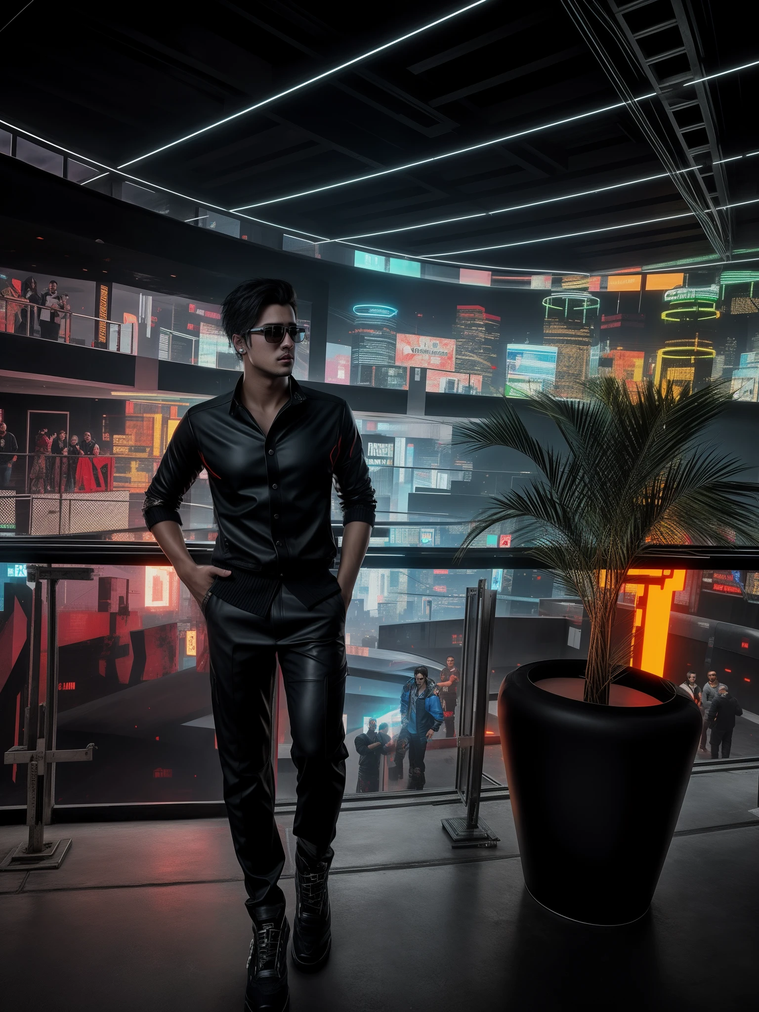 Change background cyberpunk handsome boy, realistic face,
8k, ultra realistic,