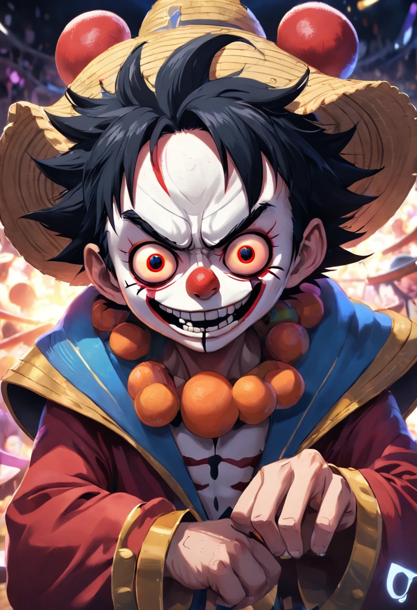 disney pixar wanted portrait of buggy the clown unpublished modern movie poster by disney pixar of one piece movie from eiichiro oda cinematic photo 4k 3d render epic cute cartoons characters new style conceptual art title "Buggy"