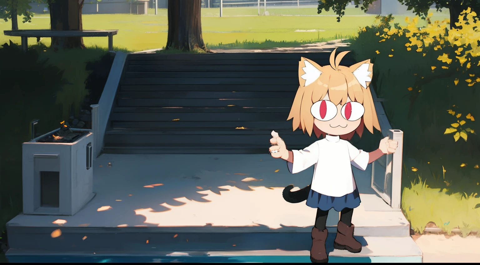 Neco arc texting on her phone, Neco arc is looking to the phone happy. Neco arc is happy on the backyard