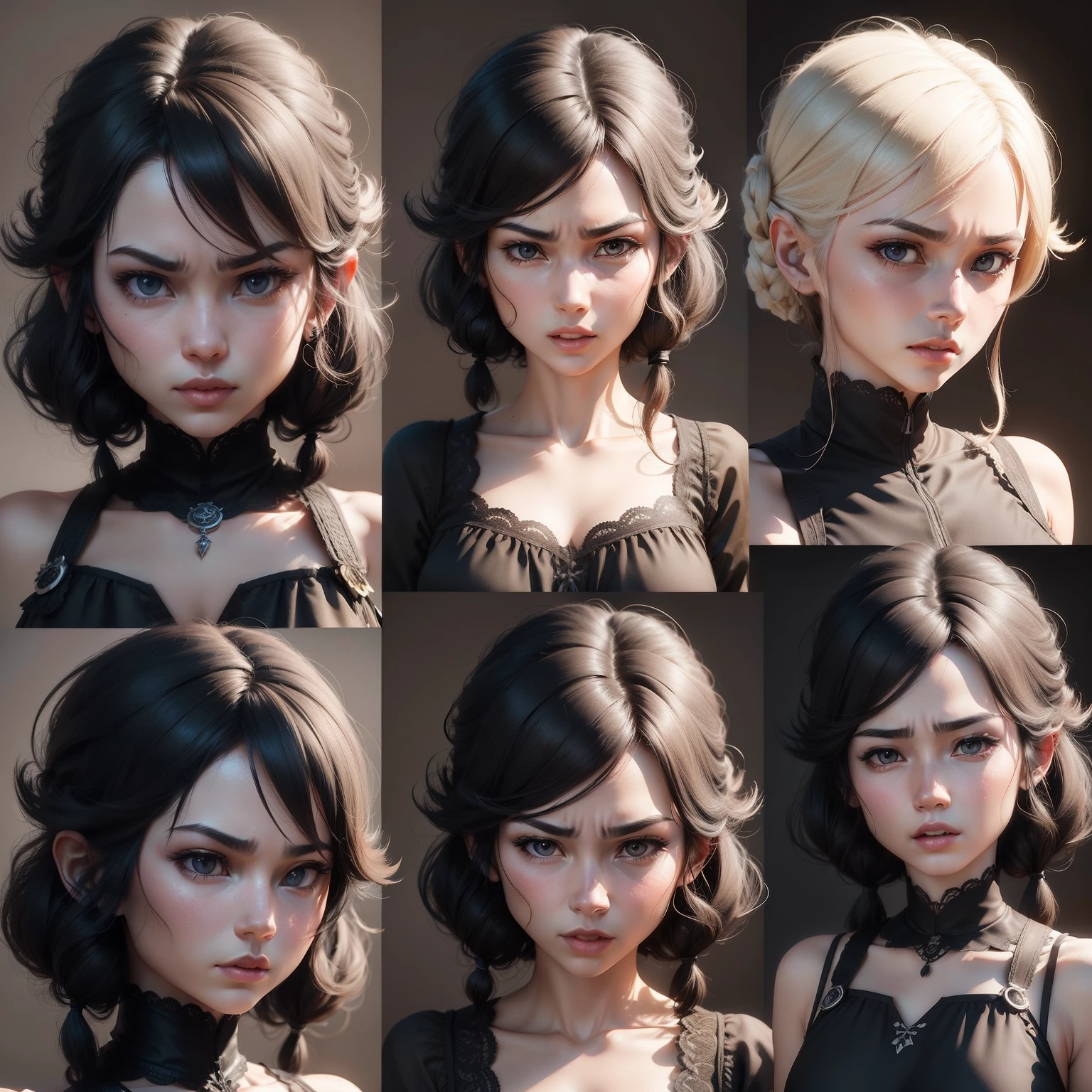 Variation of mood expression of the same character in the 3d style