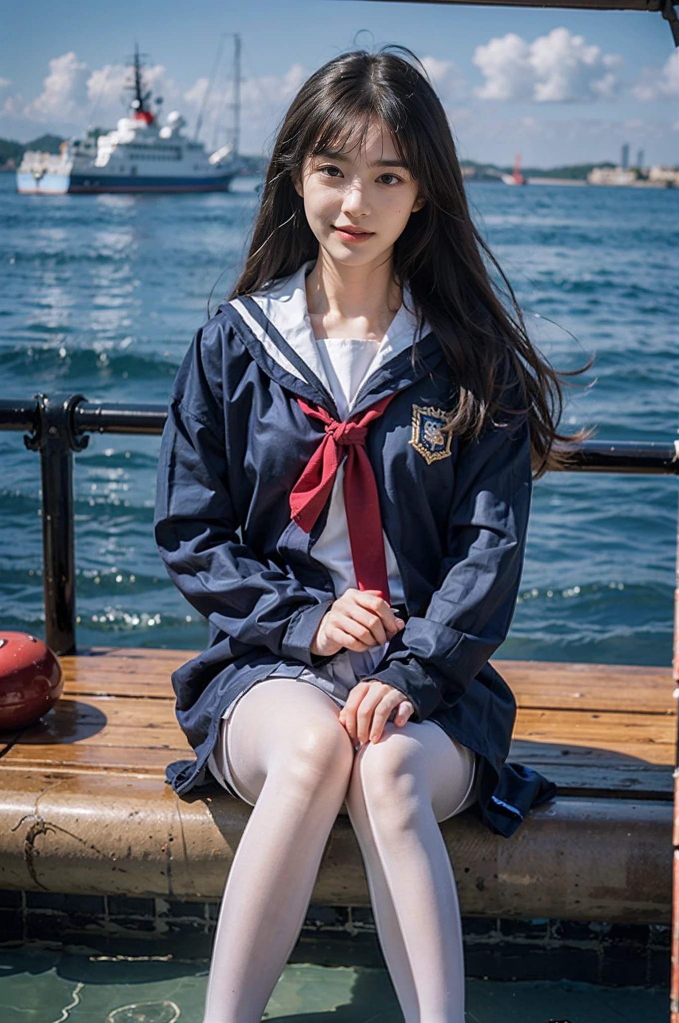 ulzzang -6500-v1.1, (Raw foto:1.2), (Photorealsitic:1.4), a beautiful detailed girl, extremely detailed eye and face, beatiful detailed eyes, Ridiculous, unbelievable Ridiculous, huge filesize, ultra-detailliert, hight resolution, ighly detailed, top-quality, masterpiece, Kemomimi, ((Japanese girls' high school uniform)), illustratio, ighly detailed, nffsw, unification, 8k wallpaper, magnifica, finely detail, masterpiece, top-quality, Highly detailed ticker uniform 8K wallpaper, Light on the Face、电影灯光、 girl、((witheout panties))、((dynamicposes)))、(camel's toe)、(half)、(panthyhose)、(Sitting on legs bending the knees))、Under the sea、Background blur、Wet:1.5、Bichobicho、