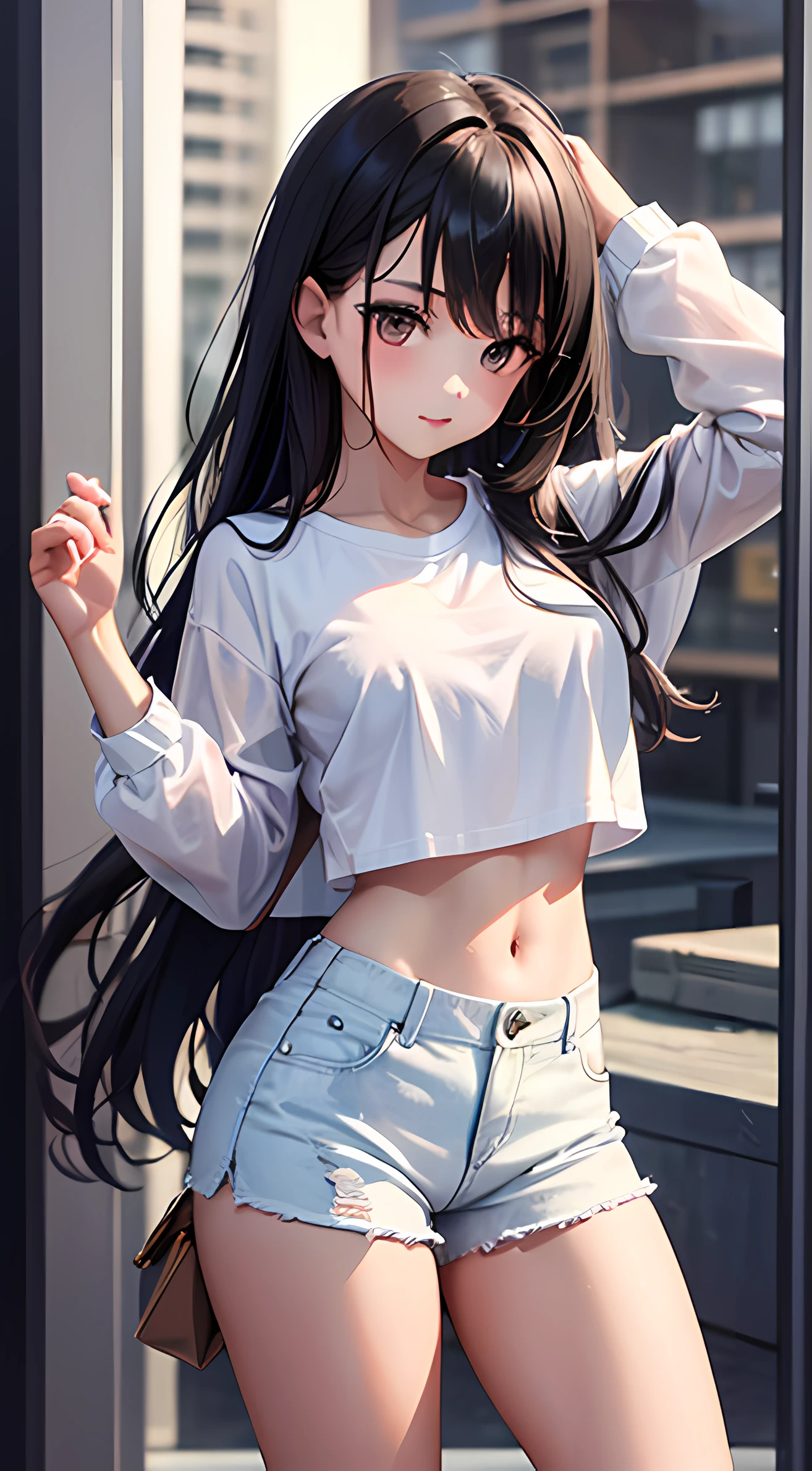 masterpiece,8k,highest quality,Long black hair in a ponytail,Twin tails,Brown eyes,Round face,Baby Face,freckles,A reliable and precise riding machine:1.2,Sweat, tears,severe tremors,Heavy breathing,Embarrassing,With pride,barefoot,Very thin limbs,Very small budding breasts,Very small ass,Very thin thighs,distressed denim mini skirt,Tsundere,belly button,Short T-shirt,The shirt is rolled up,Open Fly,in house,Room Background,I peed a little,とてもI have a strong urge to urinate,Wet Panties,Precise and beautiful female fingers,Very thin limbs,Very short stature,Very childlike appearance,Very small ass, Short of breath,Embarrassing,(Blushing a lot, I was so excited, Happy, smile, Open your mouth), Her small breasts look like they're about to explode.,I really need to go to the toilet,A lot of pee came out,incontinence,My body is fighting a strong urge to urinate..,I have a strong urge to urinate,Riding a horse riding machine,Browsing Caution,