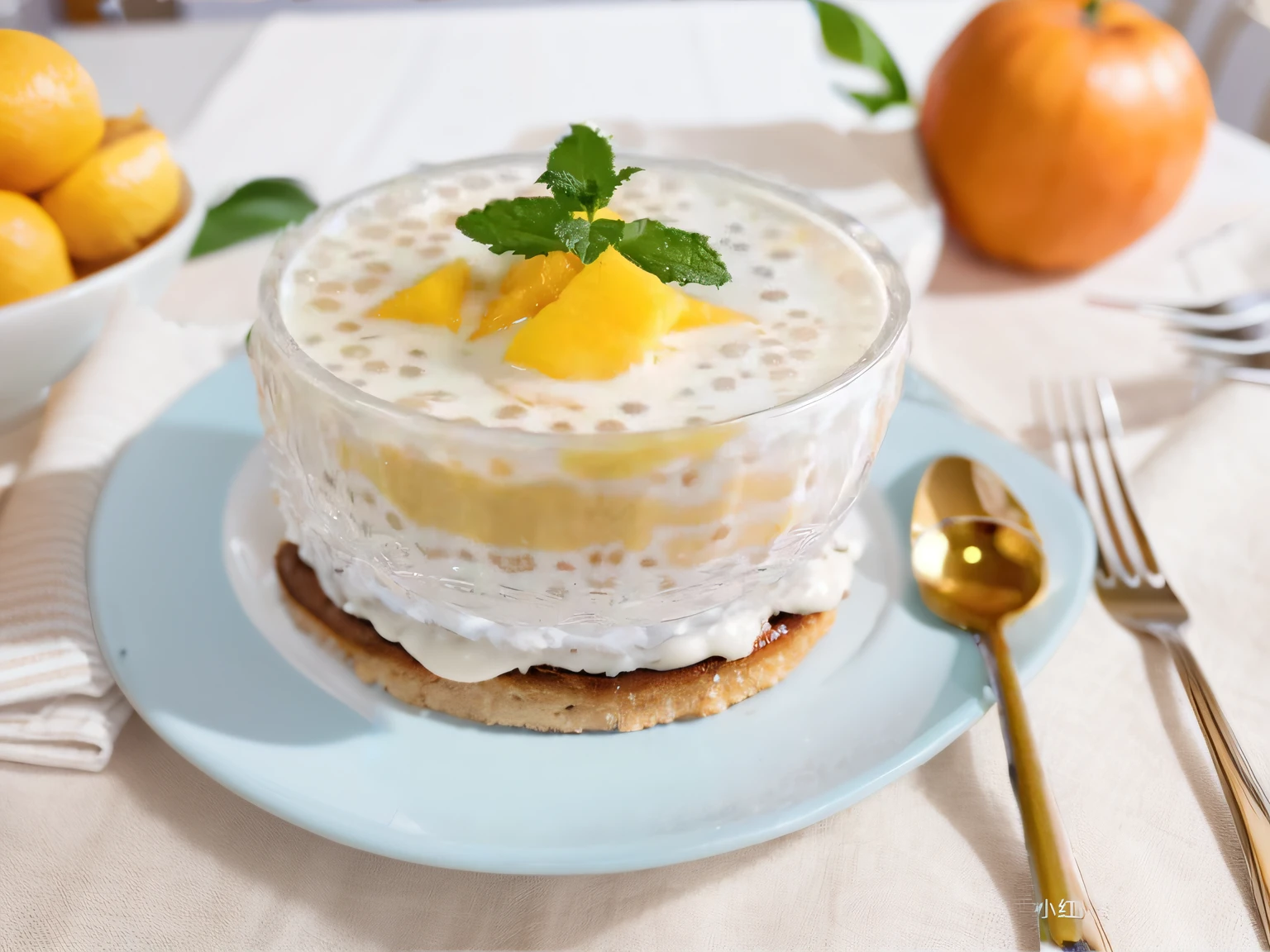 Close-up shot，White part in the middle of the plate