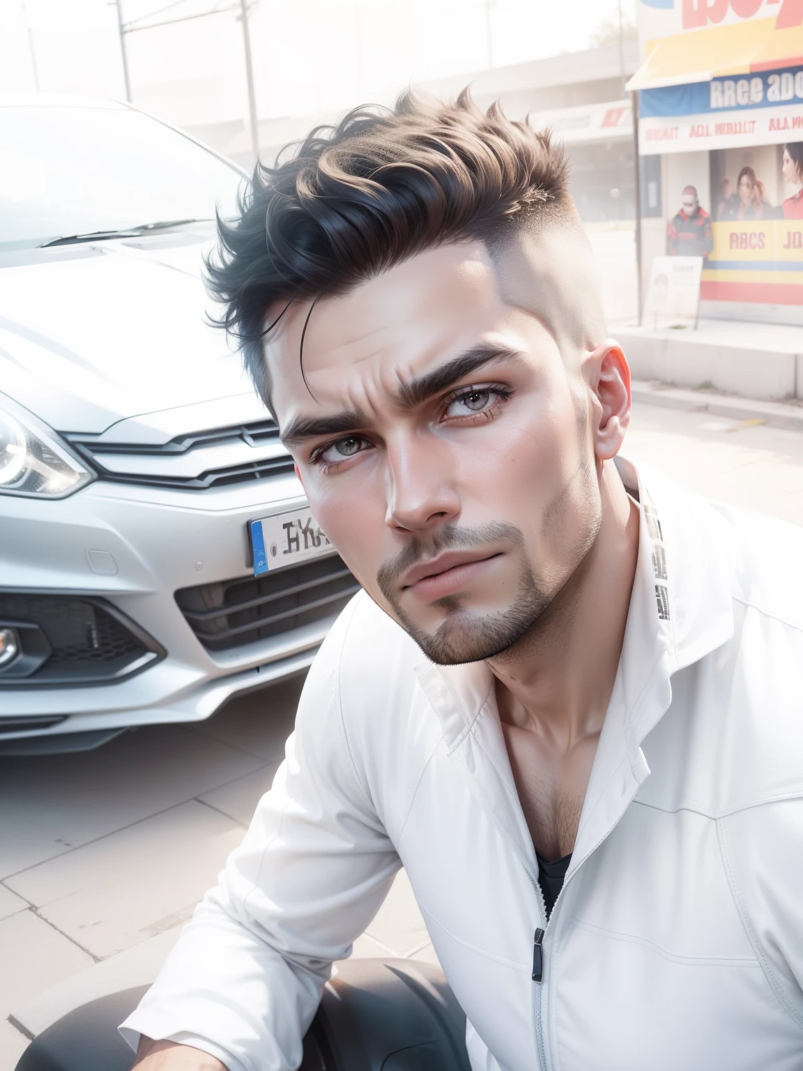 Change background agent look 3 price suit sports car realistic face ultra hd