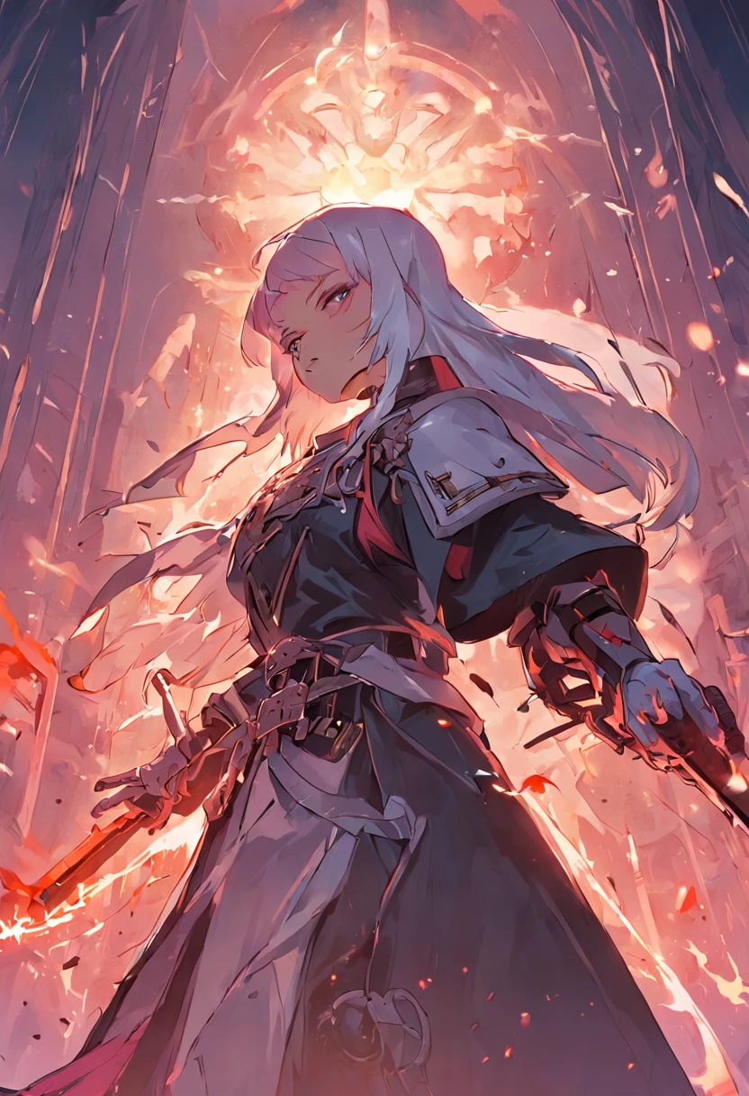 The Battle Nun of Warhammer 40000 is fighting with weapons,illustration,Cover of a