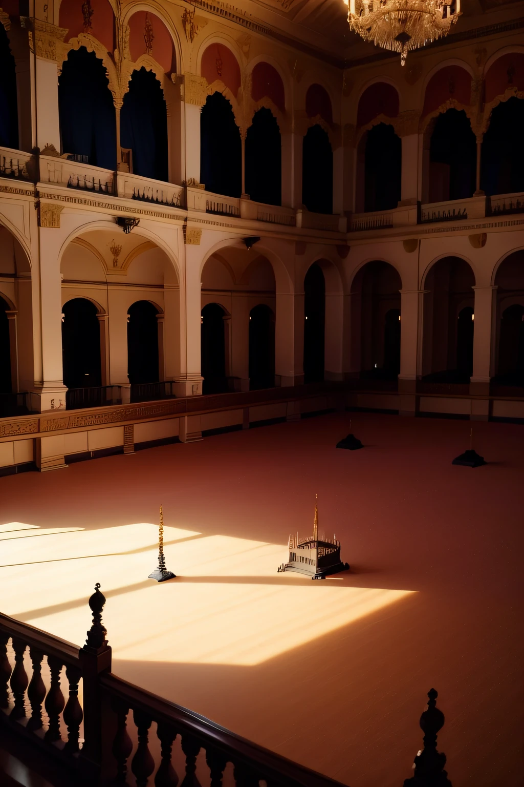 castelo, ballroom, noite, sem pessoas, uma pessoa morta