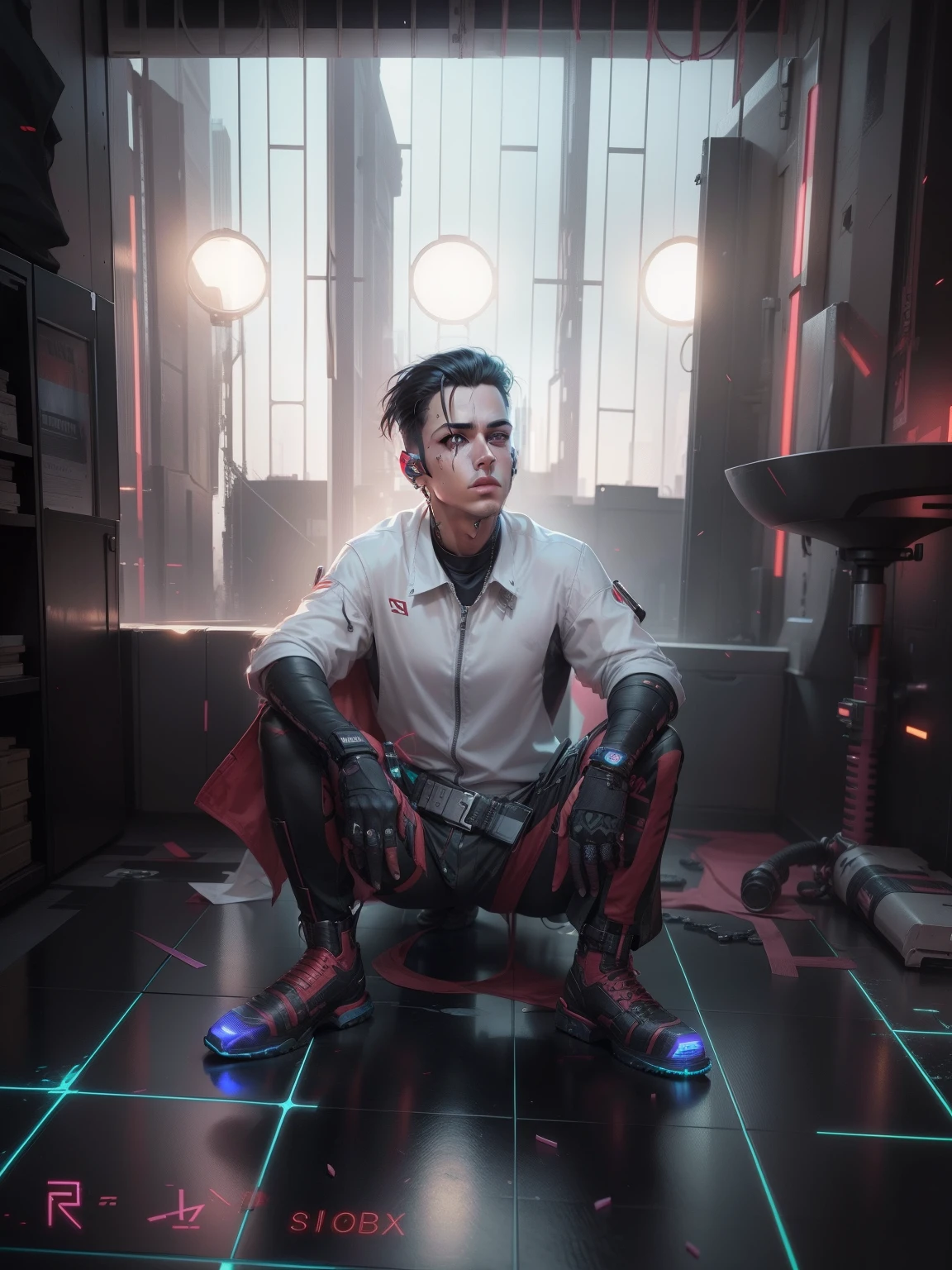 Cyberpunk background realistic, face, male, night light, shoft lighting, real face cut, realistic, weapon in his hand, 16k ultra quality