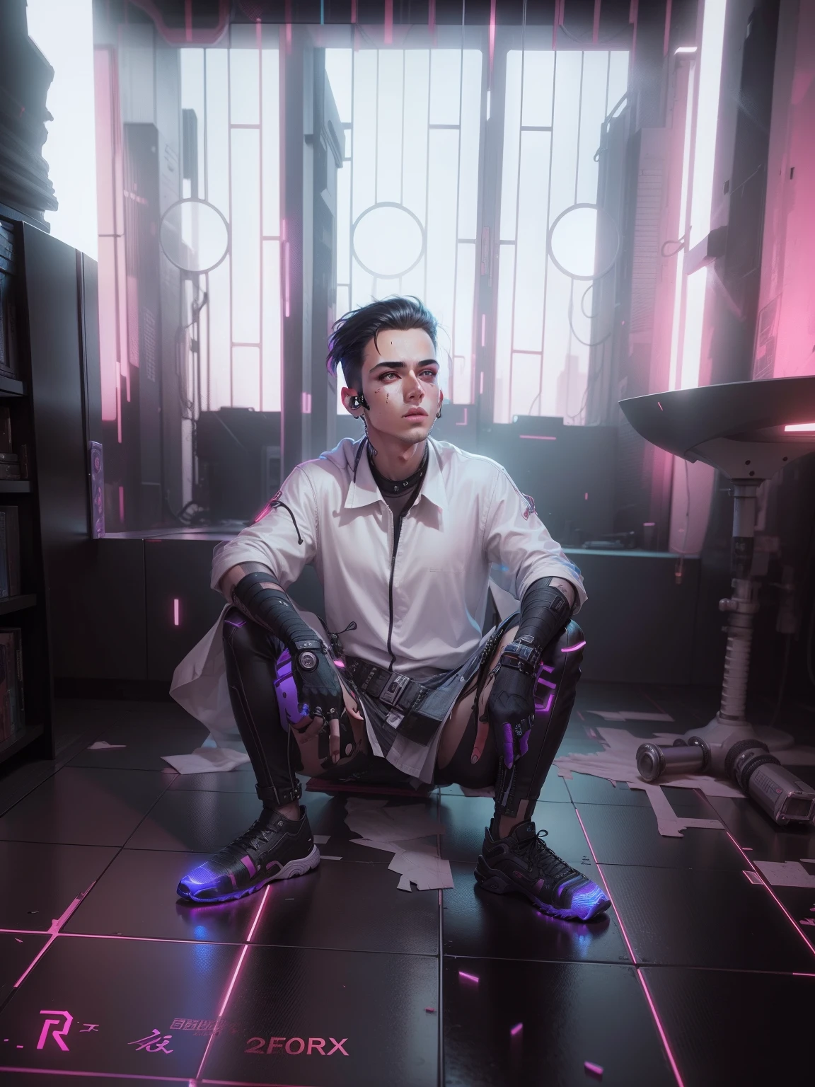 Change background cyberpunk handsome boy realistic face 8k ultra realistic