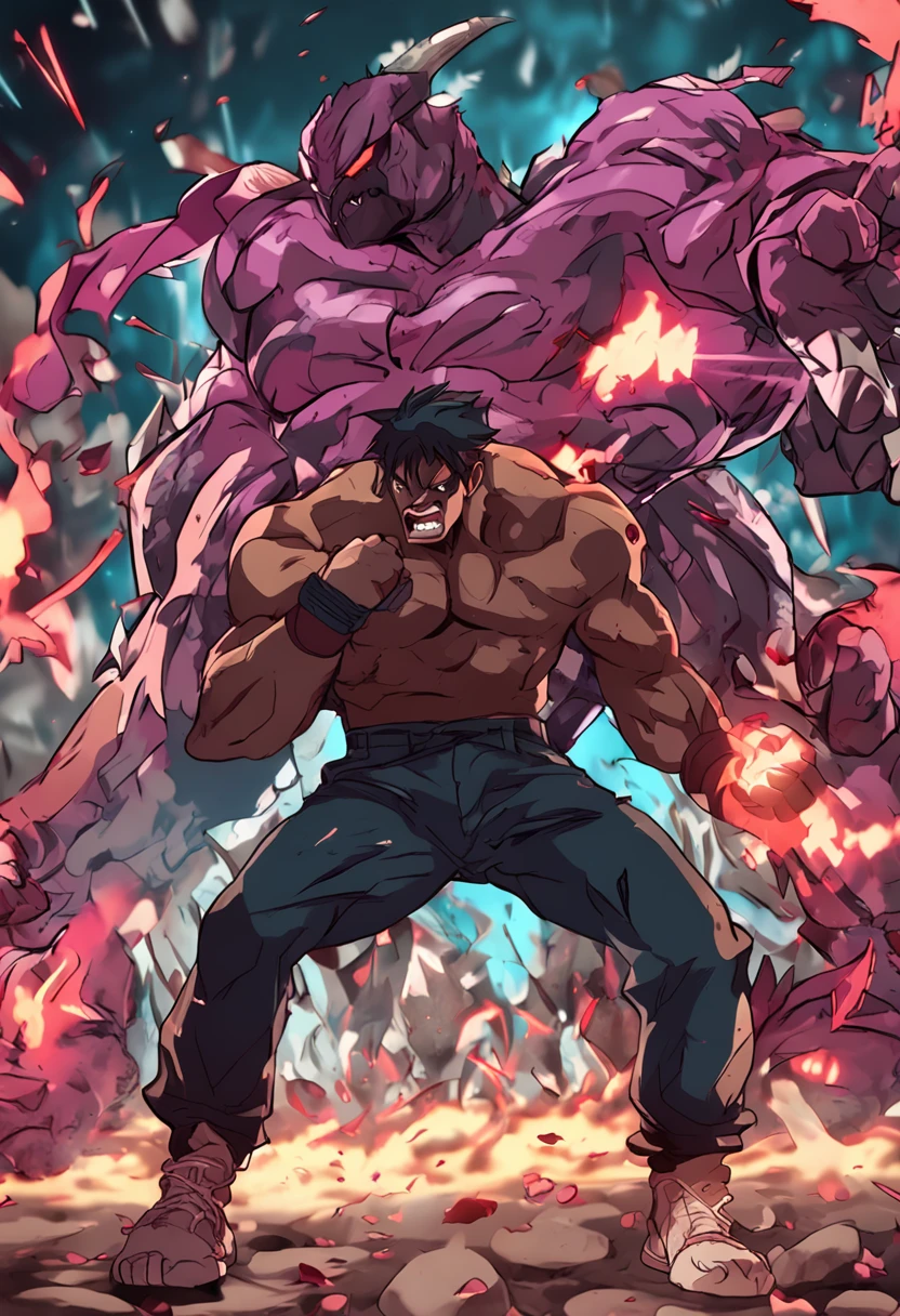 Guts from the anime berserk is angry in a 2D gym.