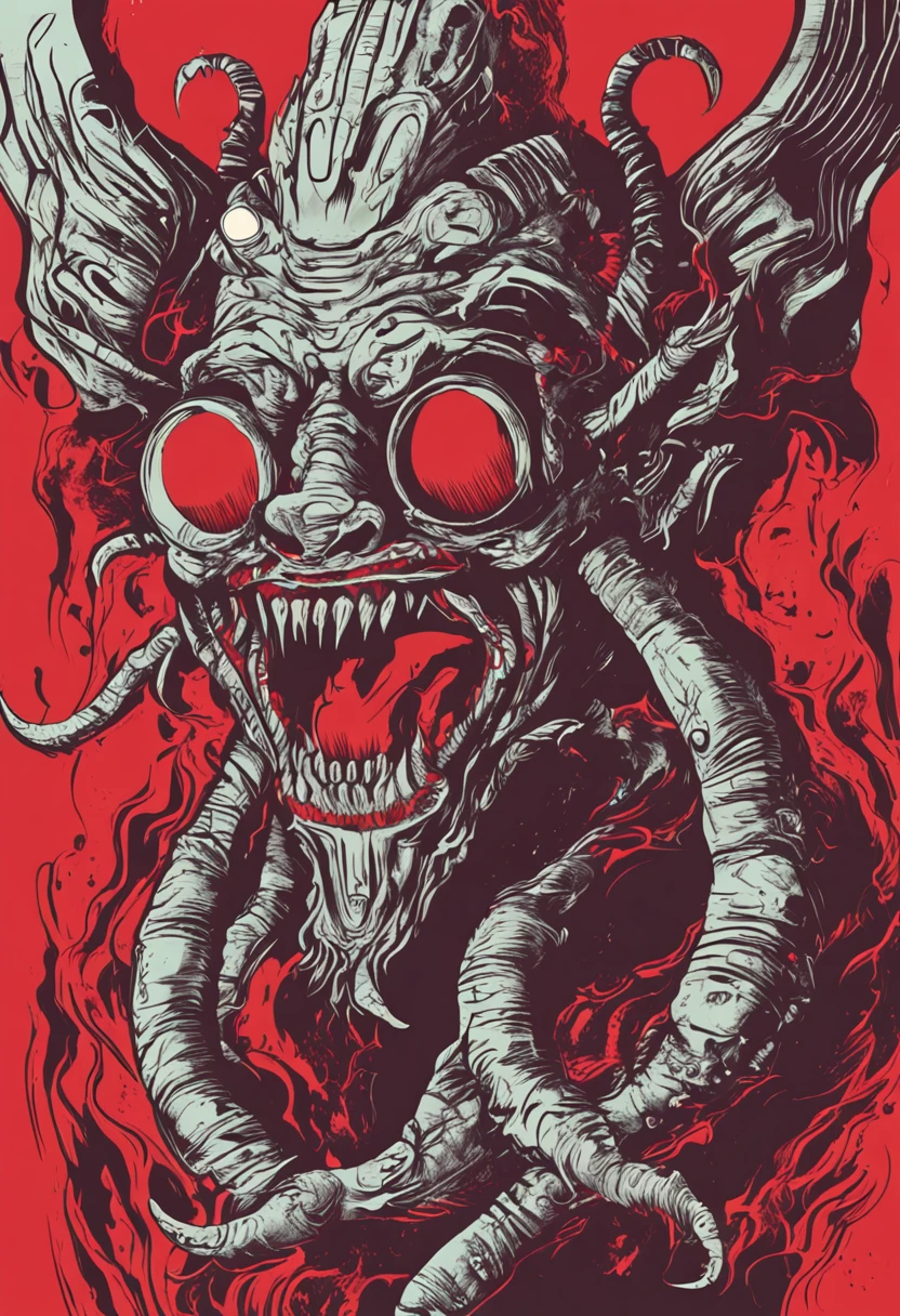 Human face Red demon smile