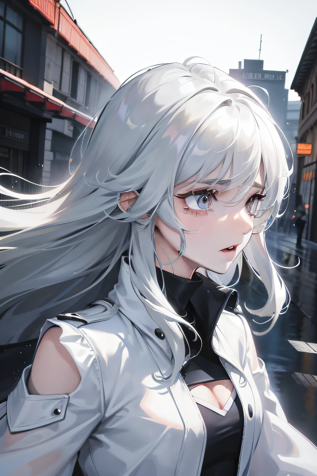 a teenager male，The upper part of the body， Cry for love， At the top of the building， Heavy raindrops fell， wetclothes， Wet hair， Clear face， Solitude， streaming tears， eyes reflection， streaming tears， teardrop， Ray traching， reflective light， lightand shade contrast， cinmatic lighting， closeup cleavage， tmasterpiece， best qualtiy， high detal， A high resolution， ccurate， textureskin， high high quality， hyper HD，  HD