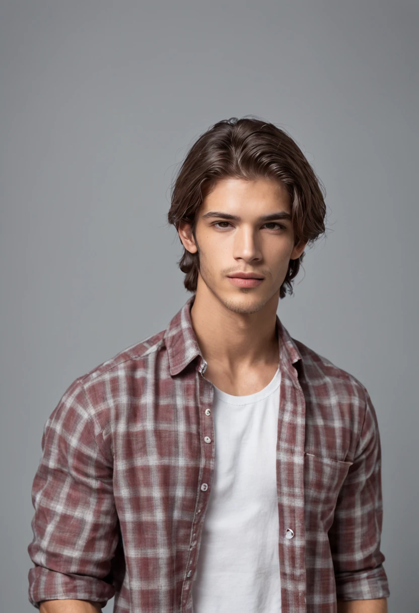 um e 16 camisa nza parado em frente a uma porta com a camisa aberta, lucas graziano, inspirado em Maximilian Cercha, rosto masculino bonito, modelo masculino, jovem bonito, rosto bonito perfeito, inspirado em Adrian Zingg, modelo editorial, Macho bonito, cara perfeita e menino, cara bonita, Homem magro com pele bronzeada clara, macho atraente, cabelo de menino