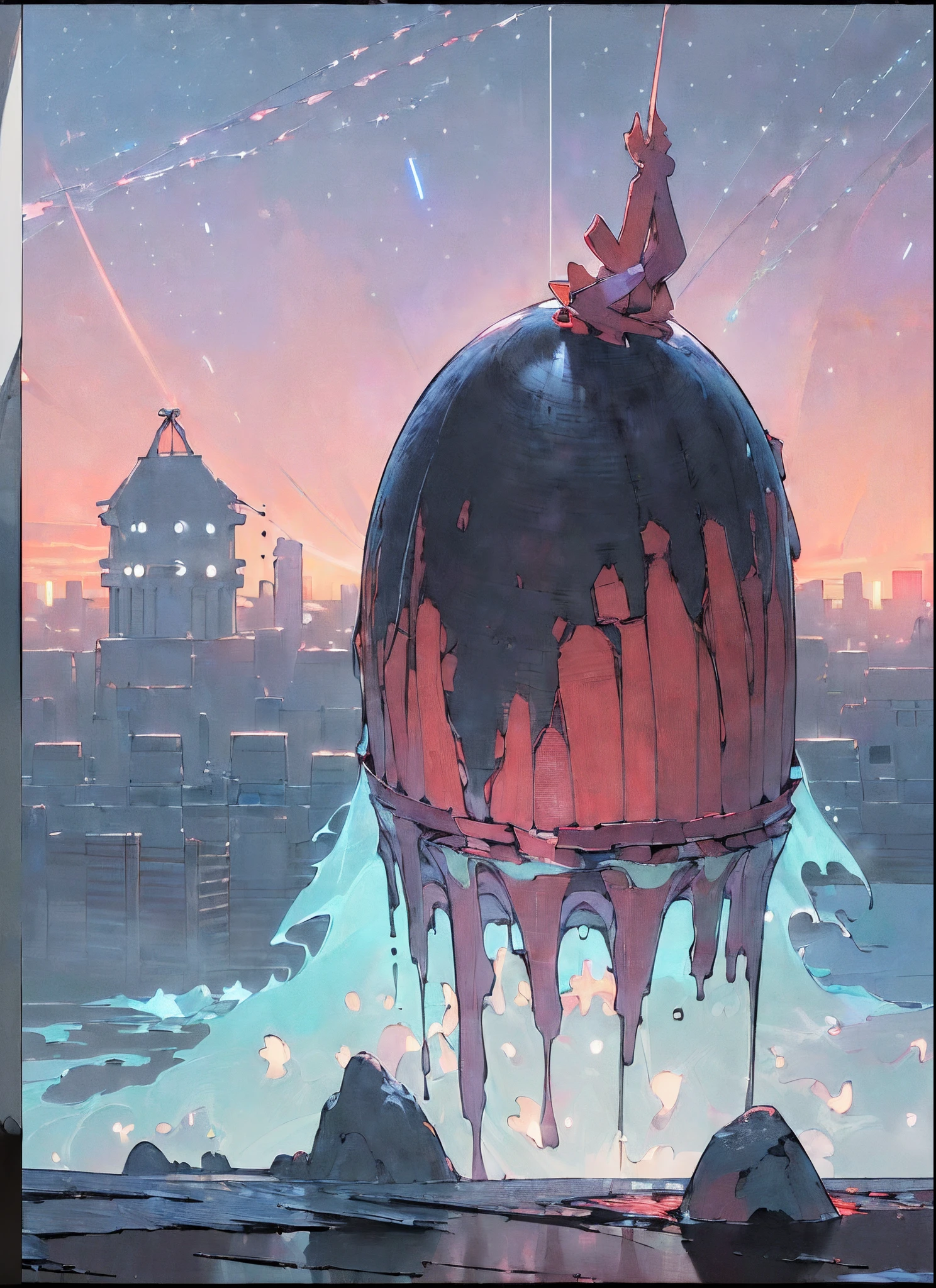 (((8K, Raw photo, Best Quality, masutepiece:1.4))), 超A high resolution, Ultra-detailed, Illustration, close-up, Astonaut, Environment only, labo, Spacecraft, Made of stone, Night, Starry sky, building, Future, imagine, Outdoors, Background only