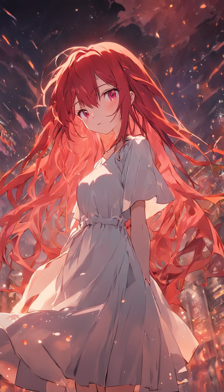 red hairs、girl with、read a book、ite person、White Dress、long eyeslashes、silhuette、full bodyesbian