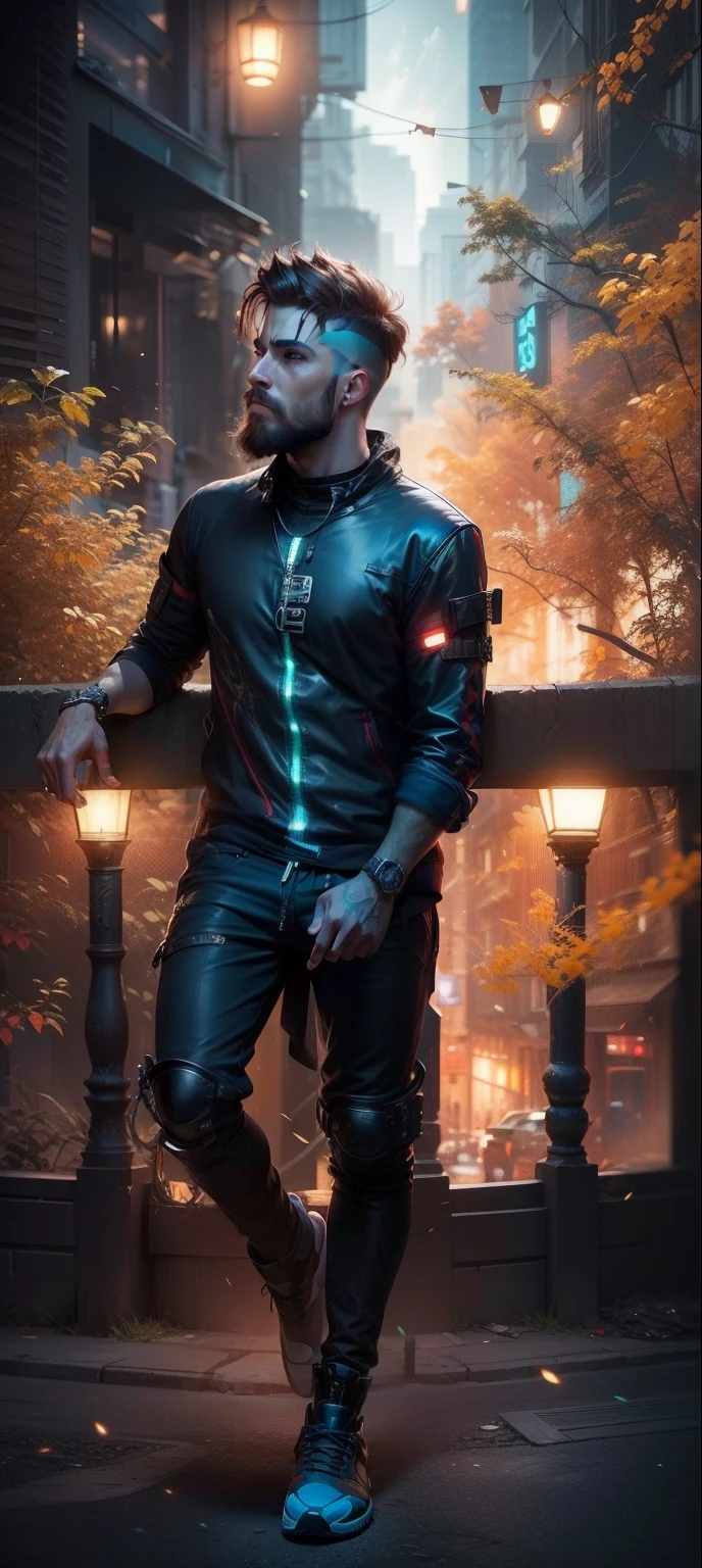 Cyber punk, realistic face, smart boy, realistic, 8k quality, ultra realistic, Beard face,