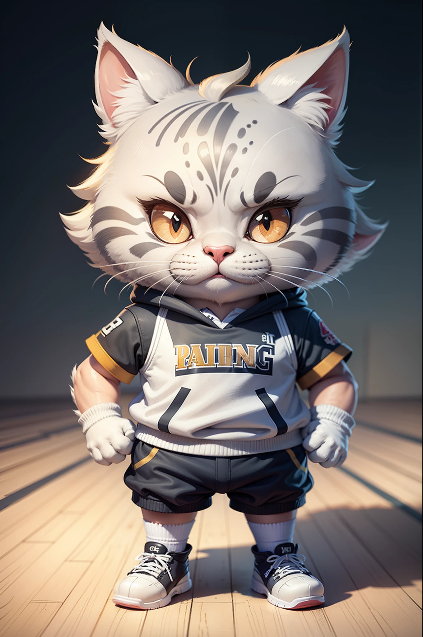 C4tt4stic, Basketball Uniform Cartoon Silver tabby Cat,