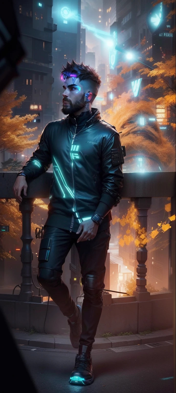 Cyber punk, realistic face, smart boy, realistic, 8k quality, ultra realistic, small Beard face,