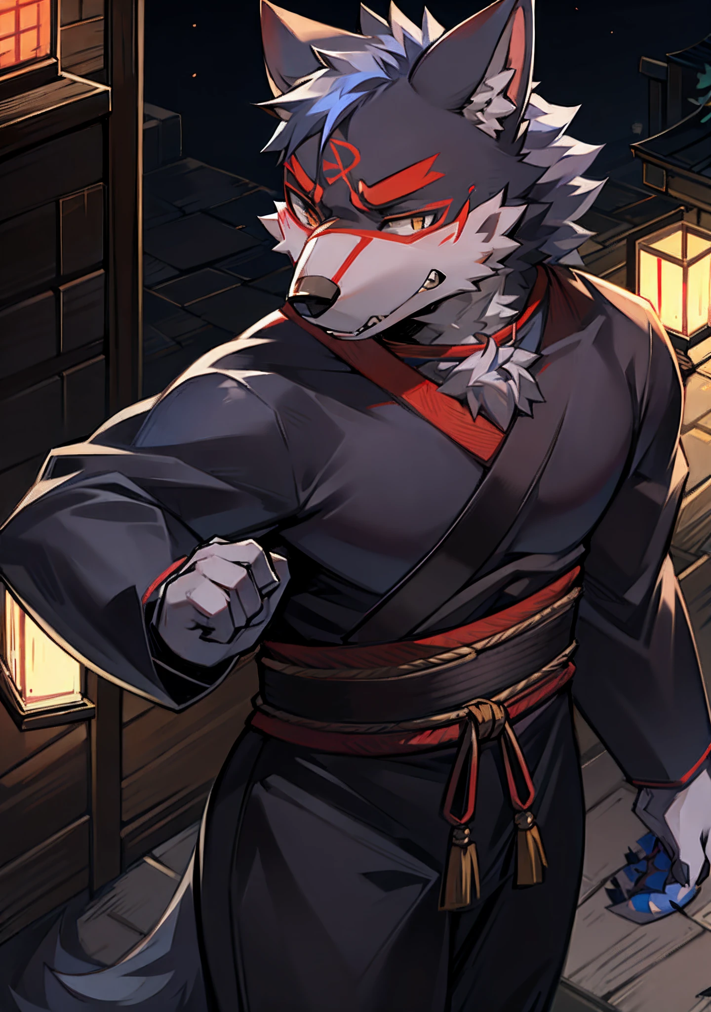 Ninja Samurai Masked Japanese Style Street Gray Wolf Zephyr Night