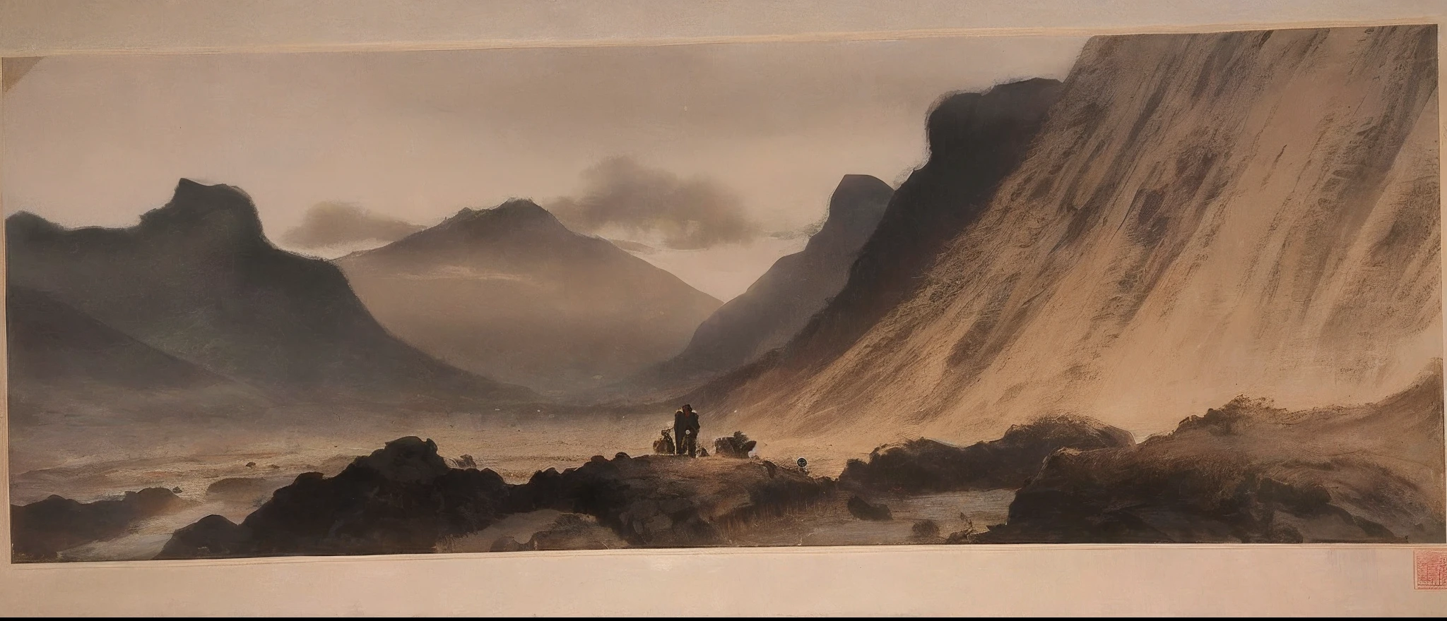 Meticulous,Death Stranding landscape,Traditional chinese painting,Shocking scene