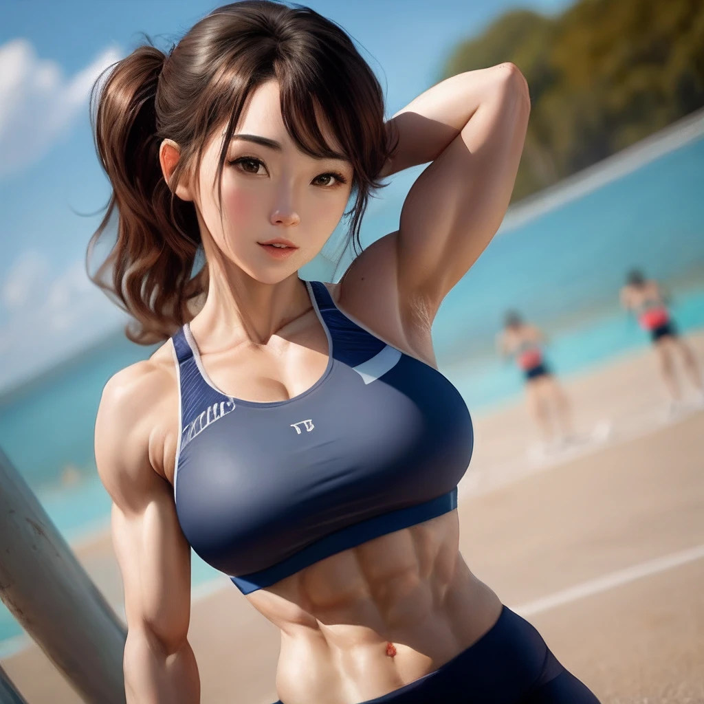 Sportsbra abdominals in her 20s Cute