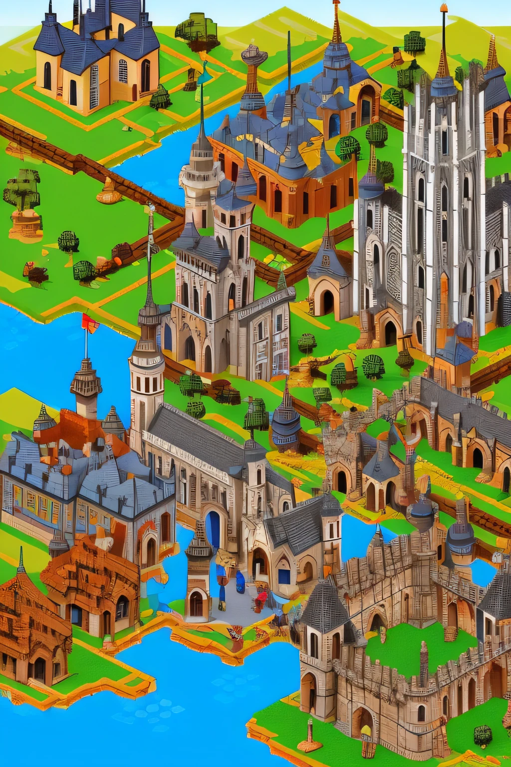 Medieval cityscape, Pixel art #pixelart