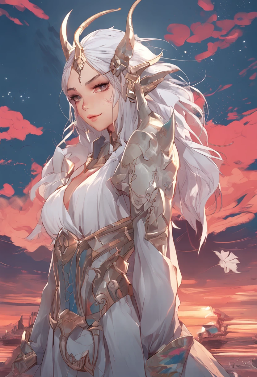 dragon girl，White hair，Royal sister，high and cold