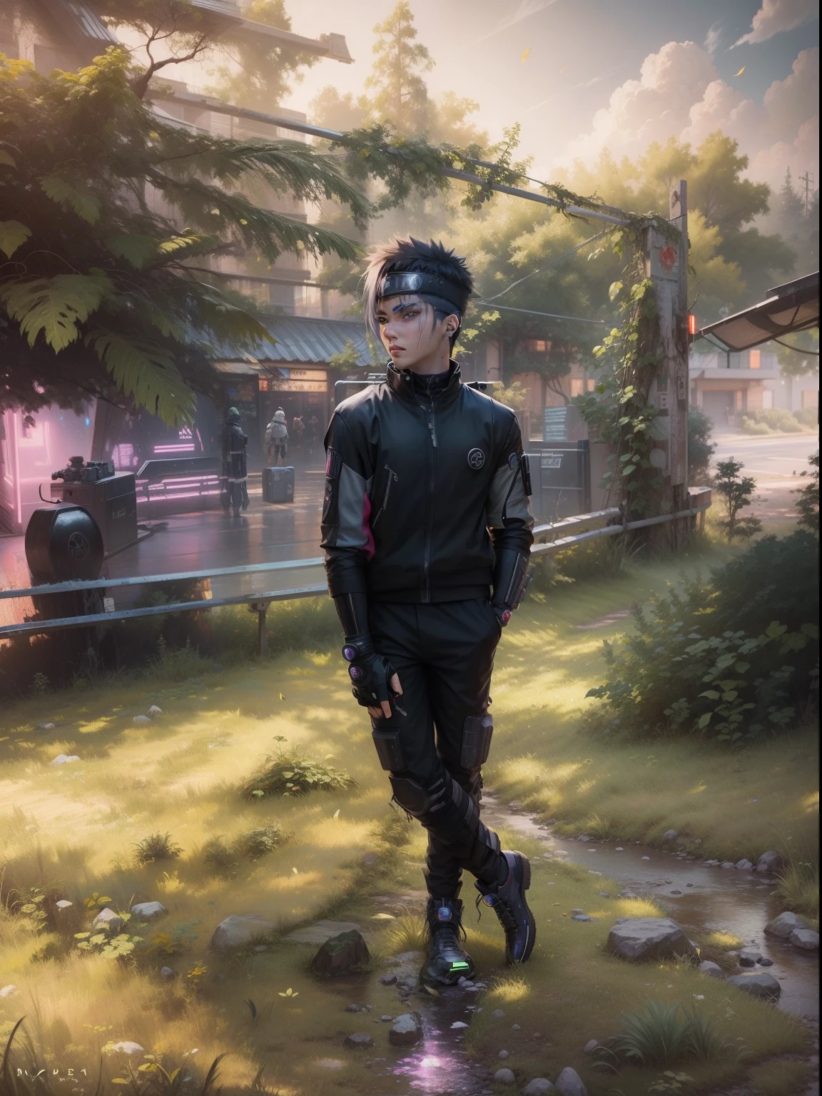 Cyber punk, realistic face, smart boy, realistic, 8k quality, Naruto,