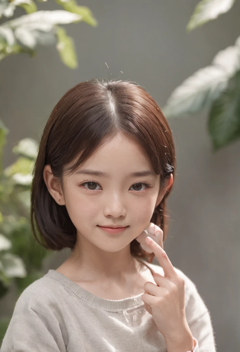 ((top-quality、8k、masuter piece:1.3))、a picture、hight resolution、A smile、女の子 1 人、Looking at the front、((toddlers、4years old))、portlate、dressed in a white t-shirt、Korea person、Put your face and upper body in、White background、profetional lighting、((Sharp eyes))、Do not pose、Put your hands down