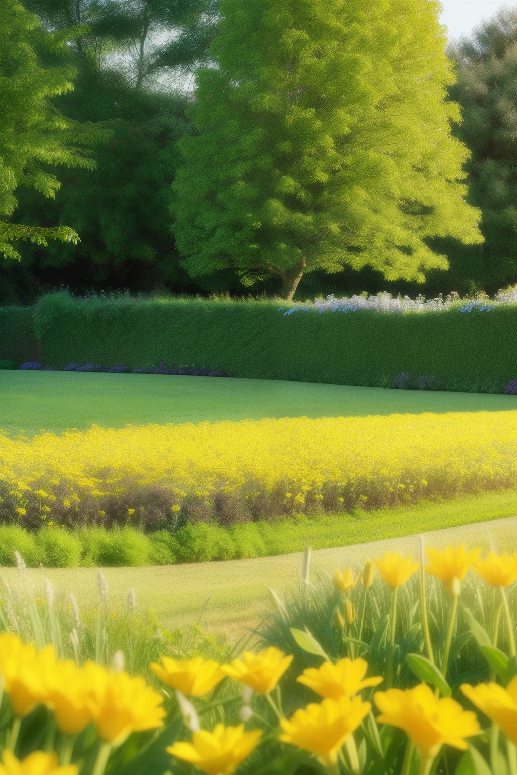 Slow motion shots of lush gardens and fields growing organic herbs and flowers,best quality, ultra high res, (photorealistic:1.4), masterpiece, outdoors,highly detail , background yellow
