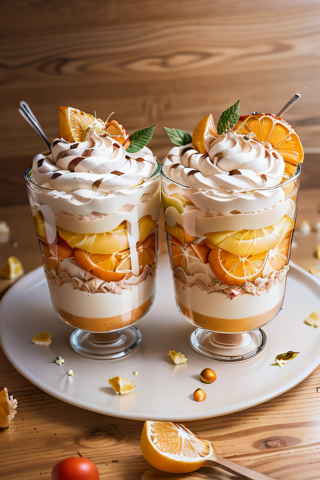 sea buckthorn curd double-decker pavlovas and multi layered parfaits