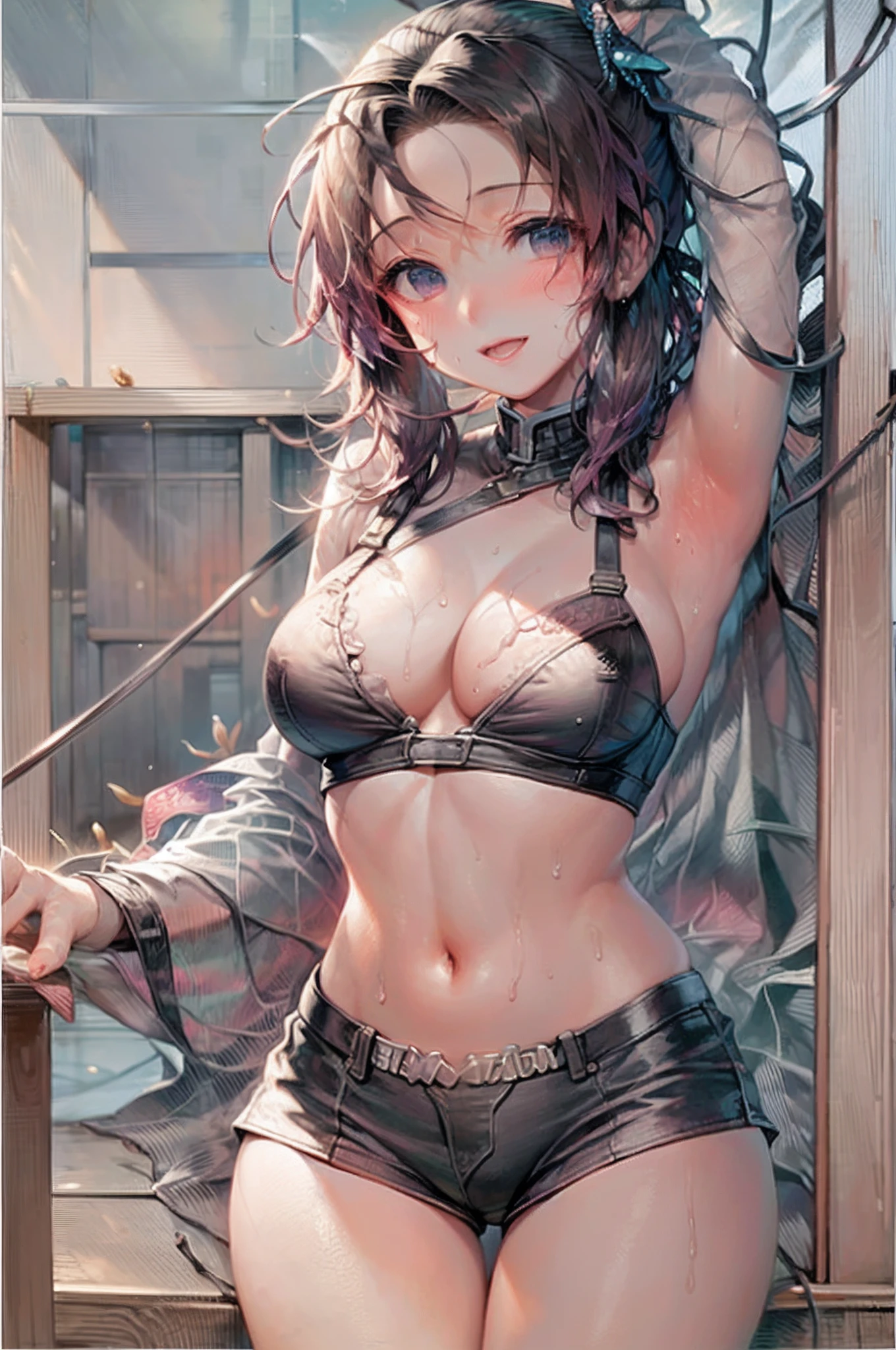 top-quality Misaka Mikoto School Bra Beige shorts Cool look huge tit 16age in the room sexypose Miwaki Armpit sweat sodden Ecstasy face