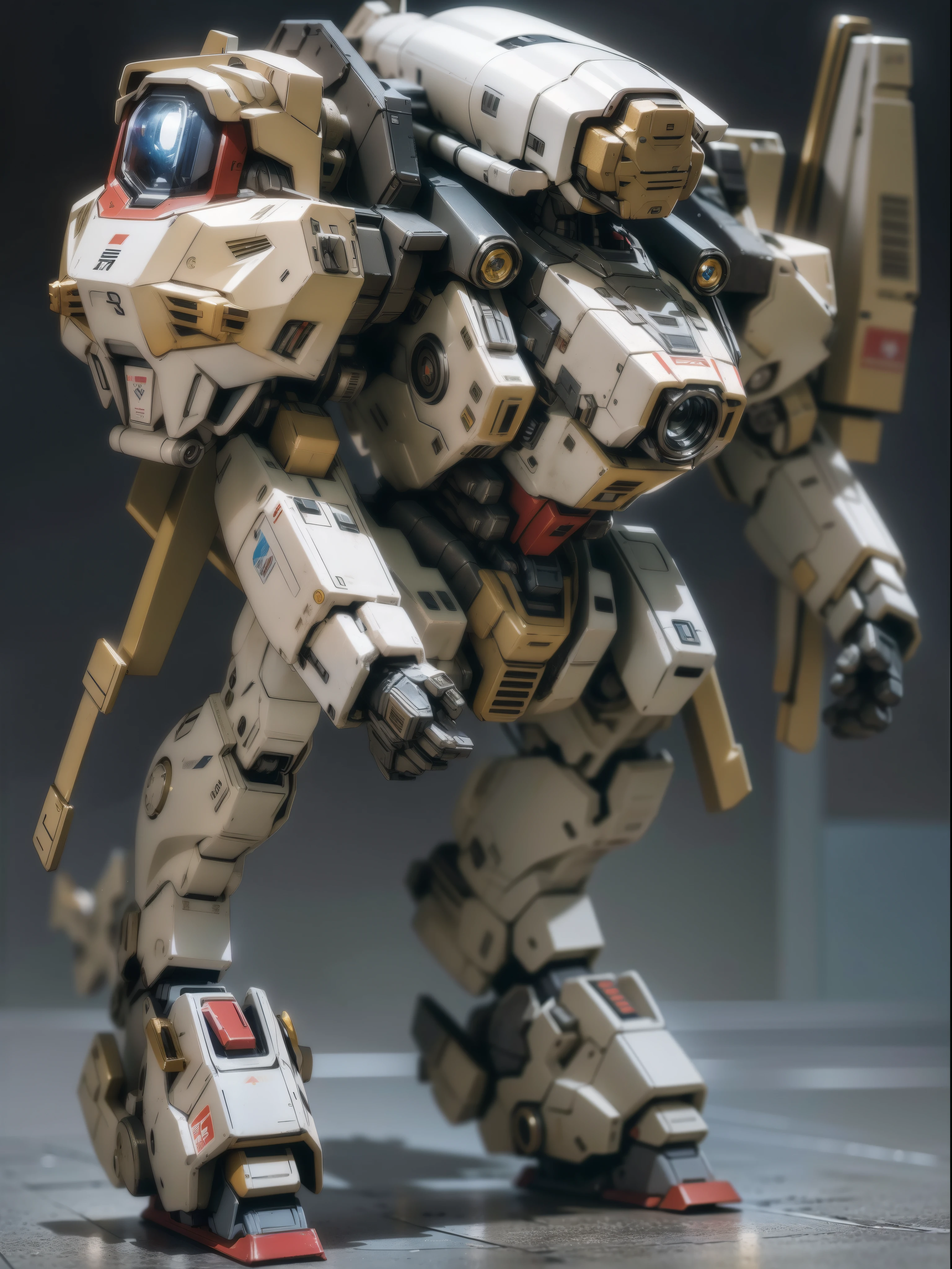RAW photo, ultra high res,(photorealistic:1.4), high detail, Realism, Fujicolor, image fill, viewfinder, Eye-Level Shot, 8k, super detail, UHD, retina, masterpiece, anatomically correct, textured skin, high details, high quality, award winning, best quality, highres, 16K, 1 robot, giant robot, super robot, mobile suit, round vernian, type of robot with a human on board, cockpit hatch on the abdomen, a pair of left and right exhaust ducts on the chest, huge thrusters on the back, wonderful proportions: 1.8 , 10 head and body: 1.8, outer space specification, zero G specification, equipped with a lightsaber, equipped with a beam rifle, equipped with a shield on the left arm, a high-priced sensor with twin cameras on the head, face mask, Gundam, Japanese anime, super Precise mechanism, beautiful armor, long legs, wide shoulders, large shoulder armor with thrusters, sturdy, strong, cool, smart, heavy armor, full armor, glowing eyes, glowing eyes: 1.8, smart silhouette, cool, high Mobile type, leading role mecha, ultra-detailed depiction,