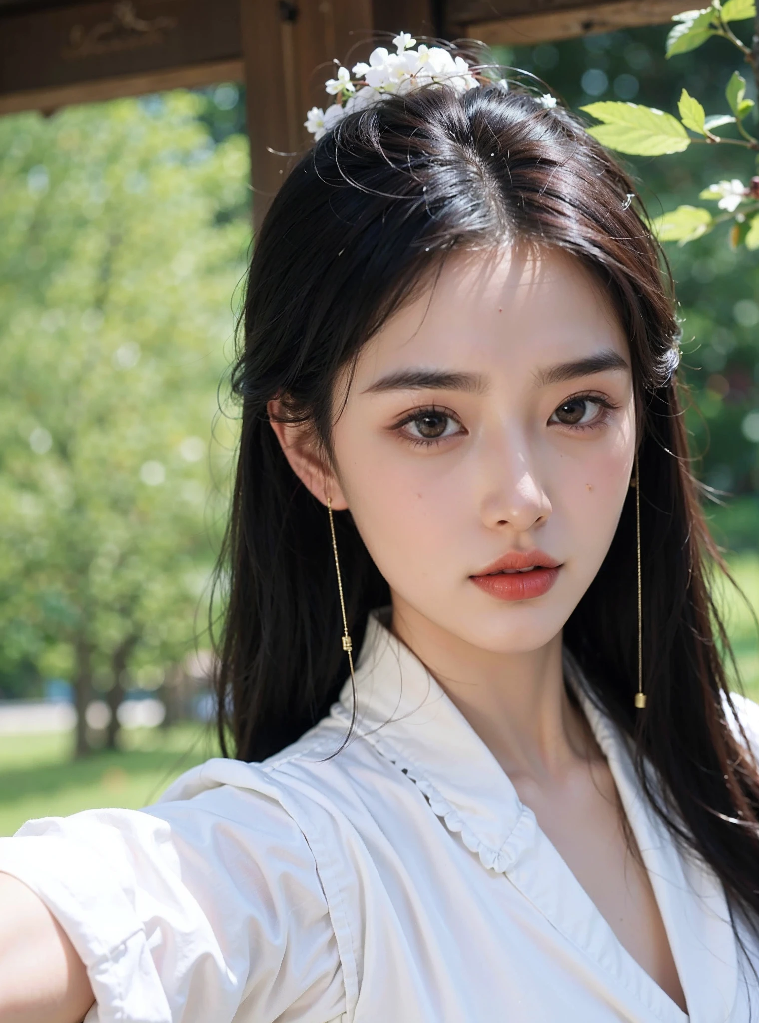 Arakfi Asian woman,long whitr hair,wears a white dress, beautiful Korean women, Beautiful young Korean woman, Gorgeous young Korean woman, gorgeous chinese models, young lovely Korean faces, Korean girl, asian beautiful face, Beautiful Asian girl, popular korean makeup, Popular Korean makeup, Korean face features, young cute wan asian face, portrait of female korean idol, Chinese girl