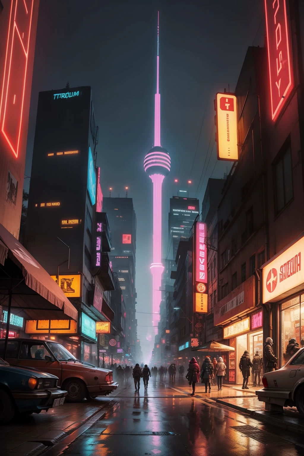 Retro cyberpunk Stadt